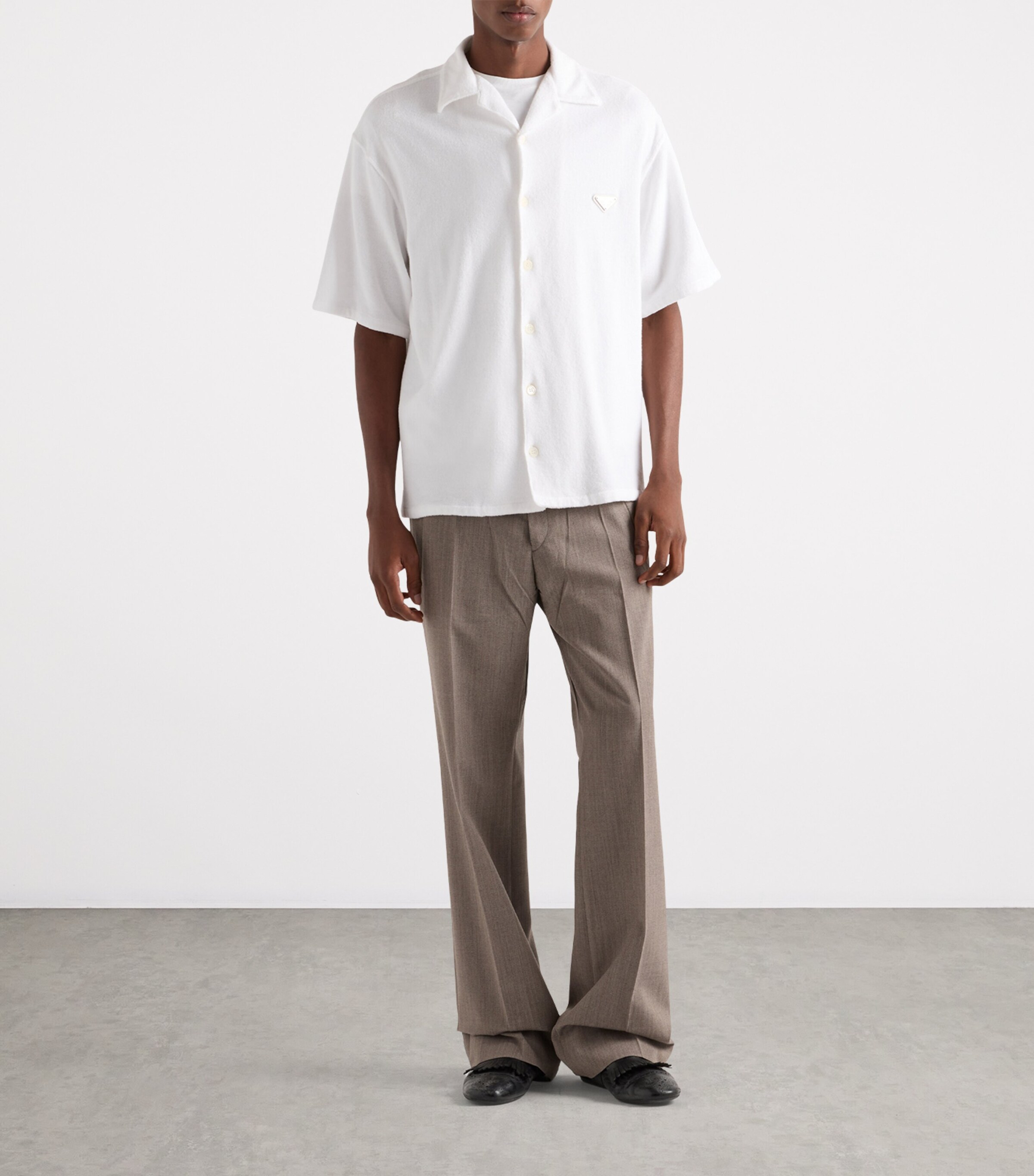Prada Mens Terry Towelling Short-Sleeve Shirt Image 2