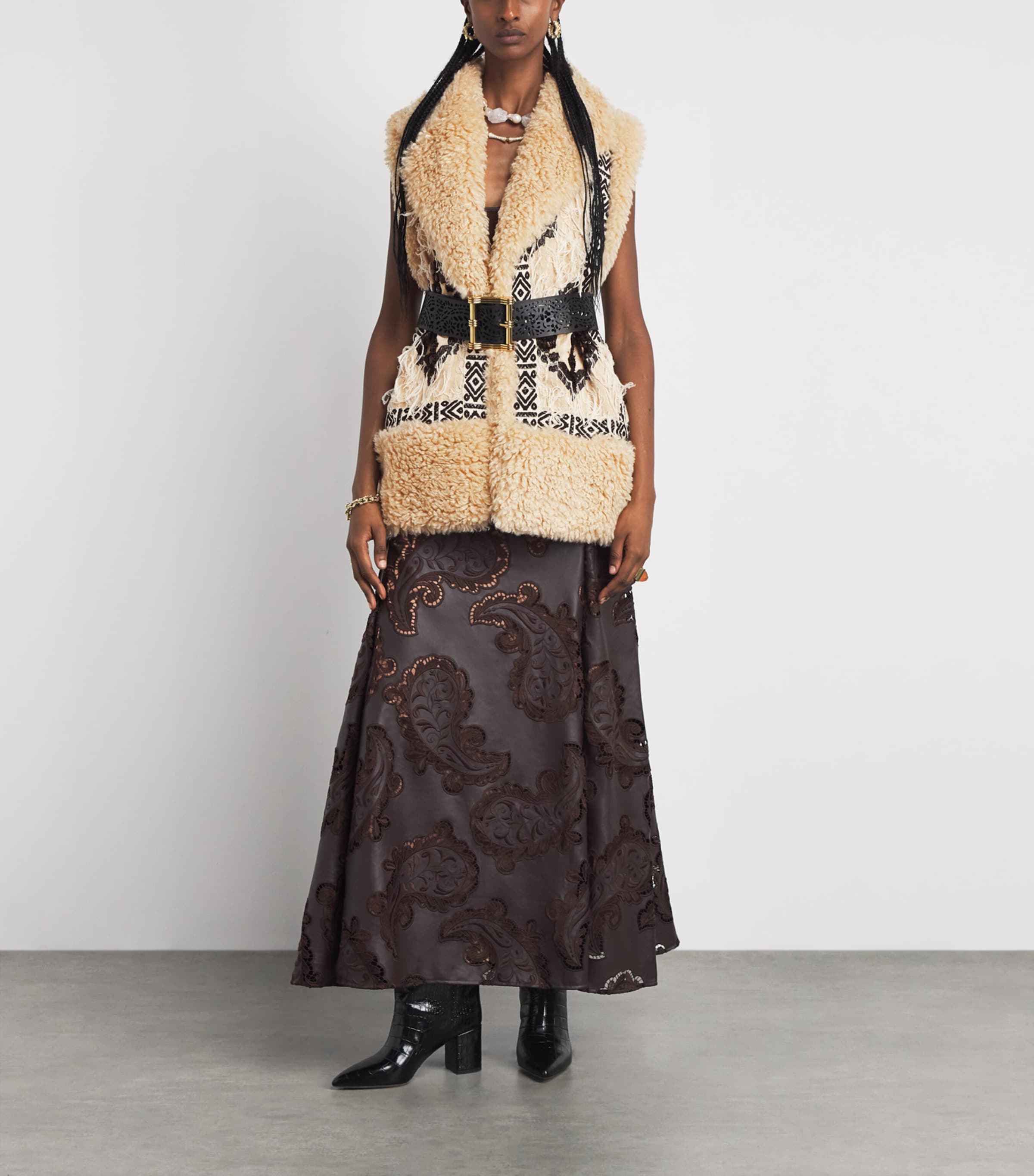 Johanna Ortiz Womens Embroidered Salty Air Gilet Ecru/black Image 2