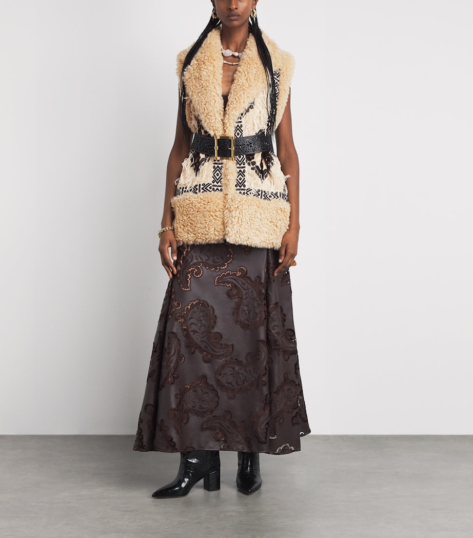 Johanna Ortiz Womens Embroidered Salty Air Gilet Ecru/black Image 2