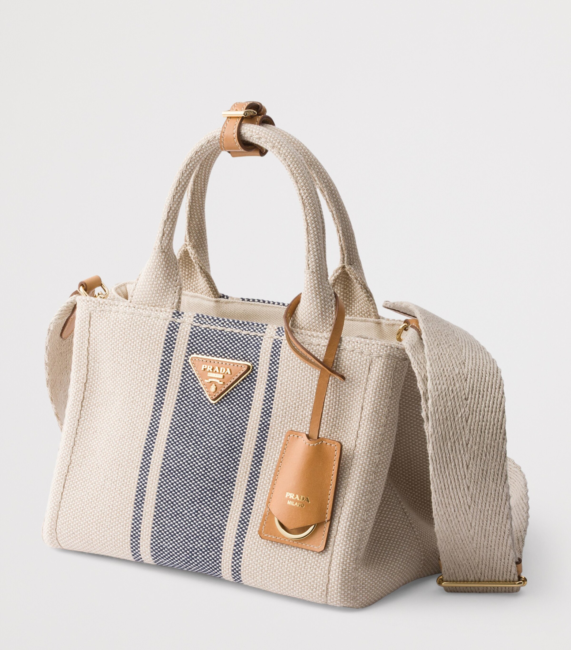 Prada Small Canvas Jardinière Tote Bag Neutral Image 2