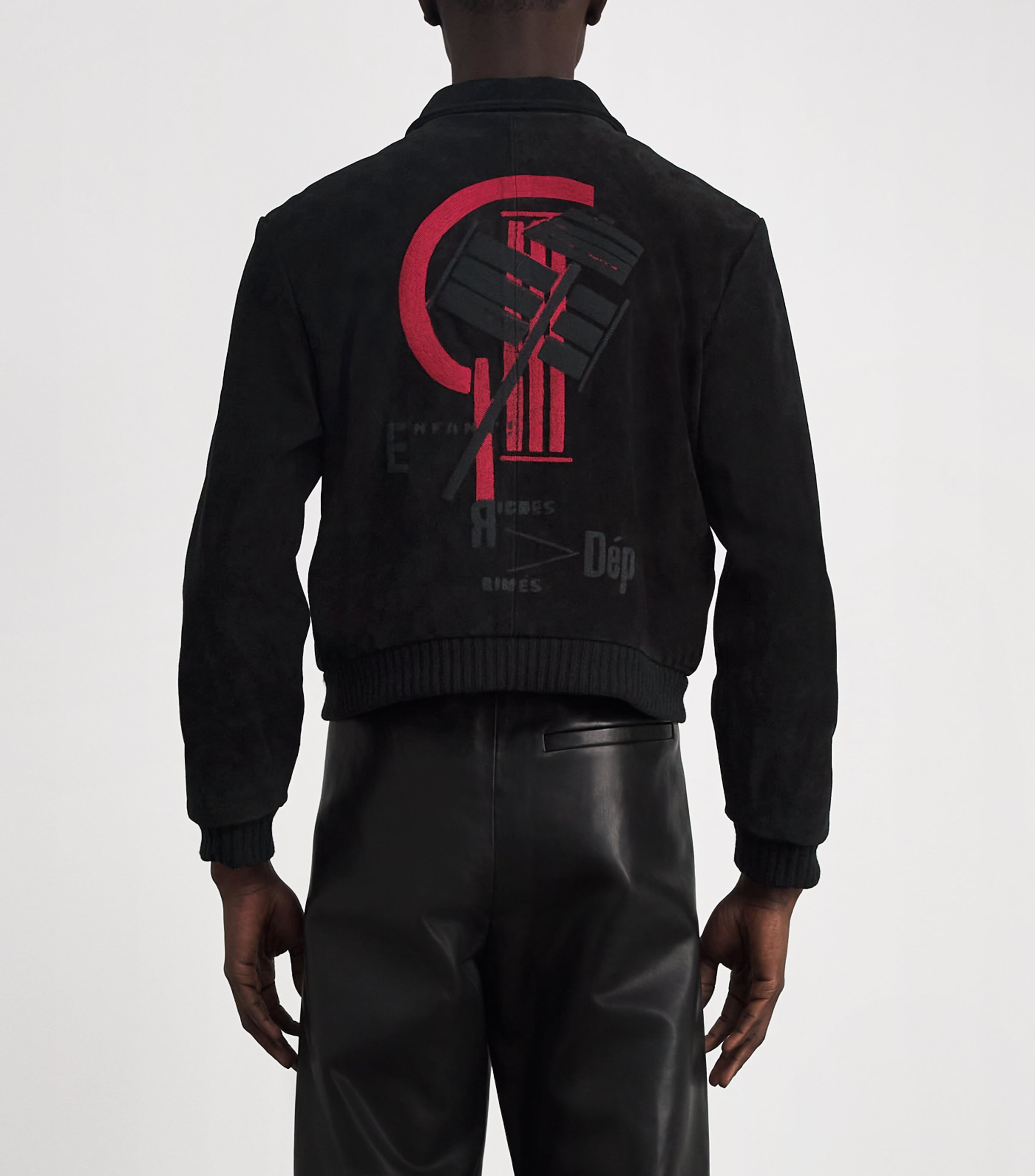 Suede Constructivist Bomber Jacket BLACK Image 4