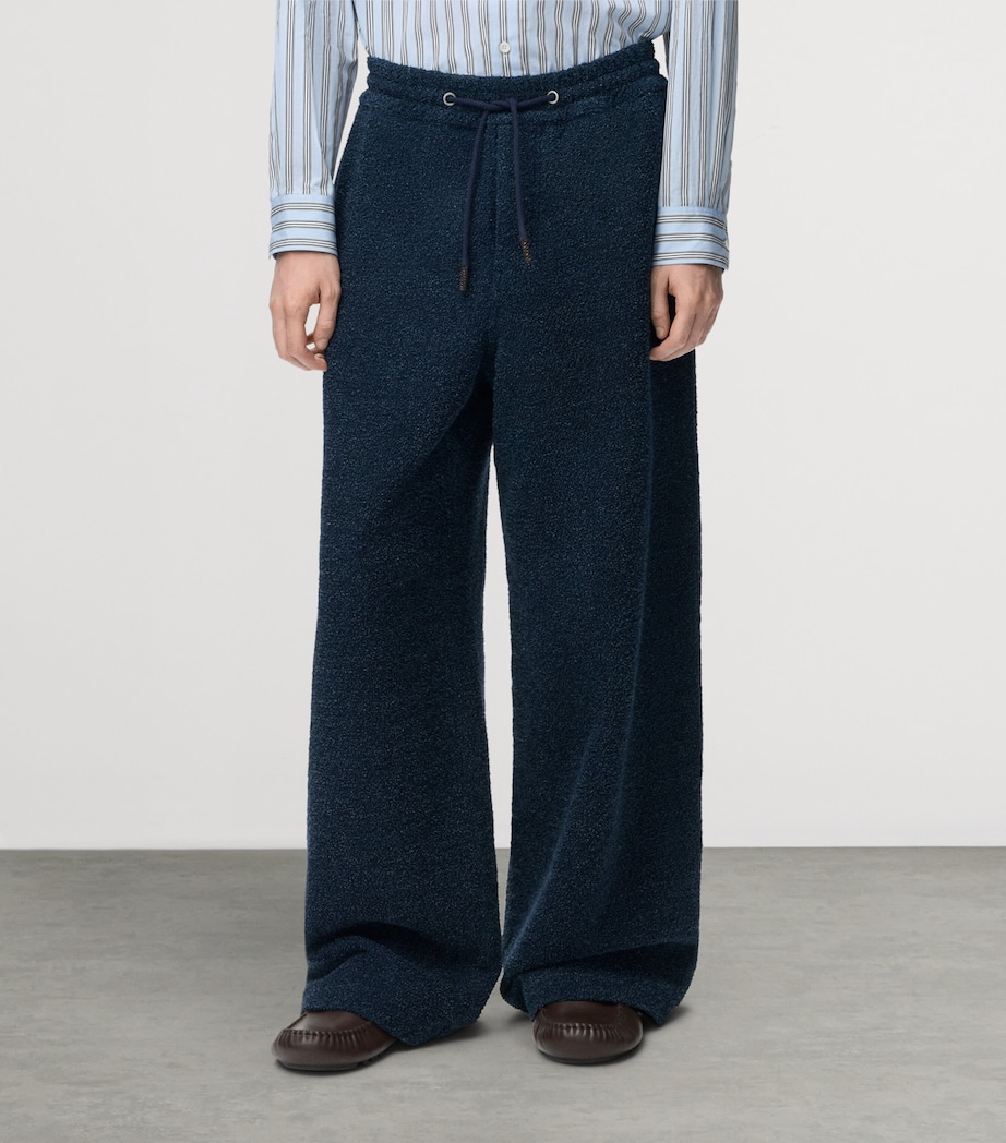 LOEWE Mens Textured Drawstring Trousers Dark Denim Blue Image 3