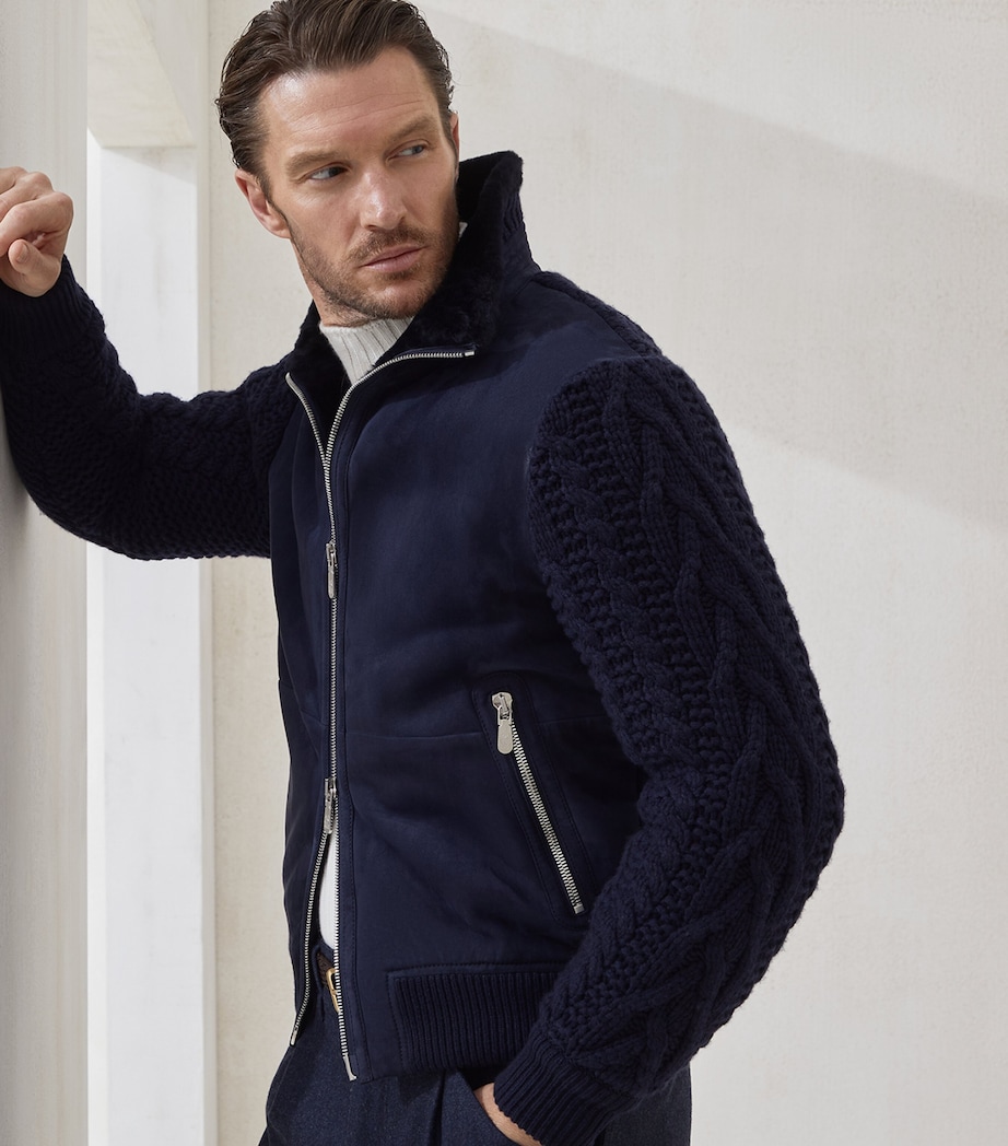 Suede Knit Insert Bomber Jacket CFN19 Image 5