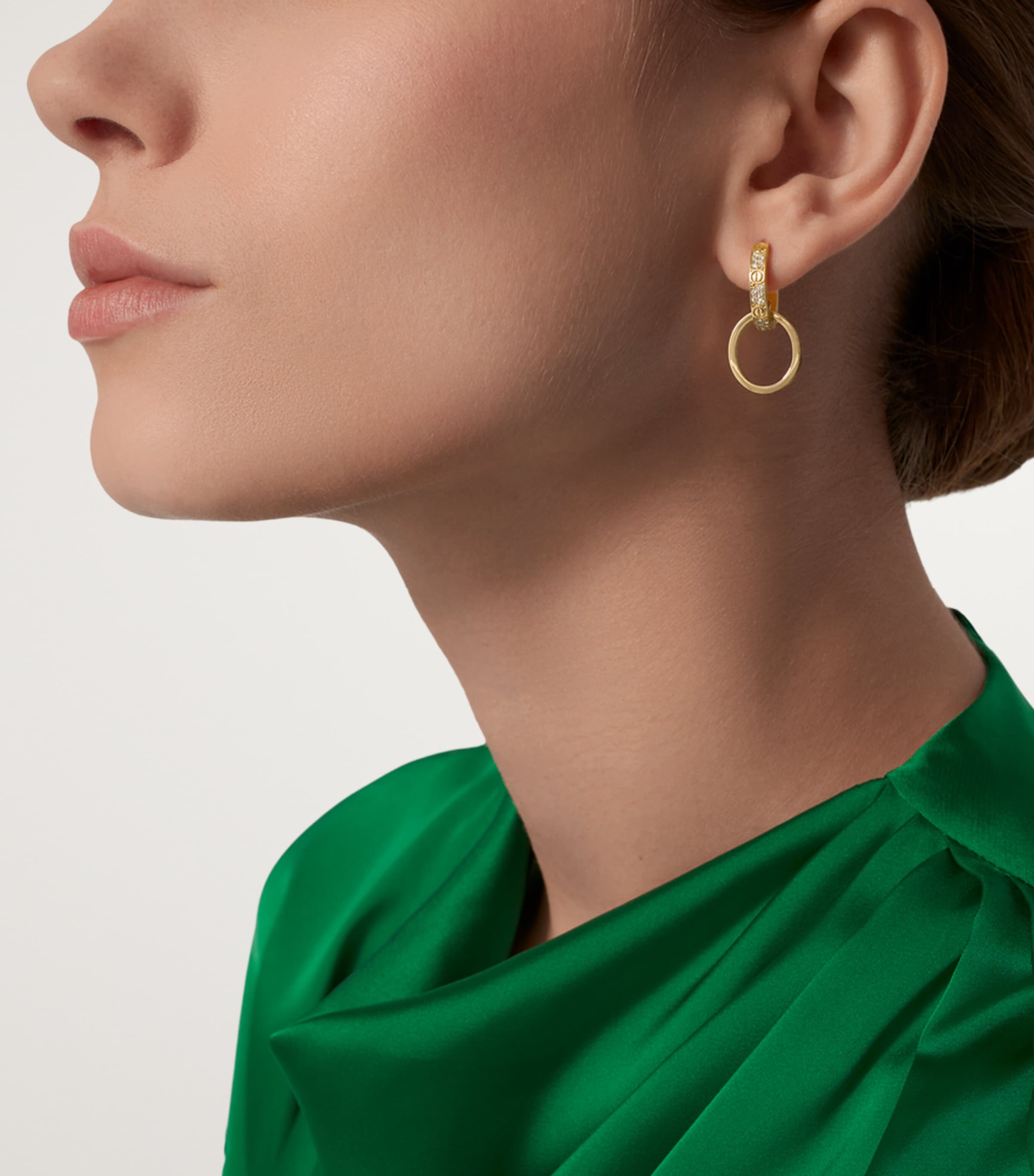 Cartier Yellow Gold and Diamond LOVE Double Hoop Earrings Yellow Gold Image 2