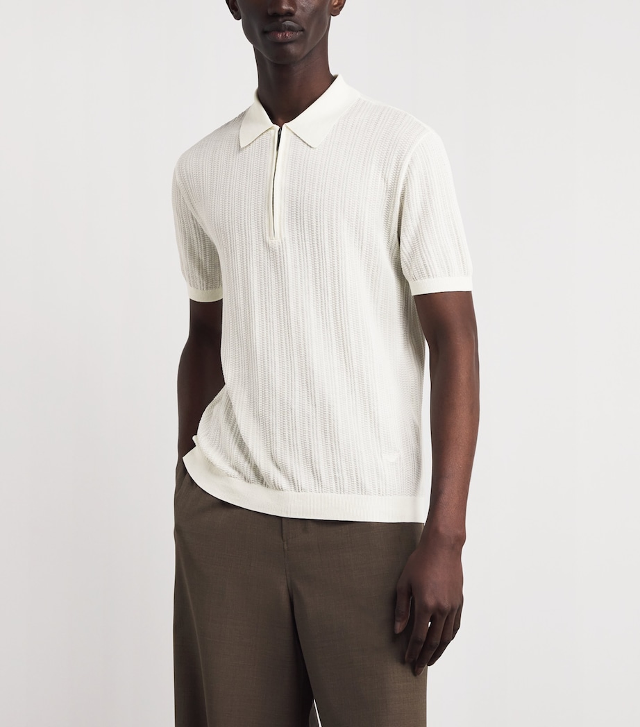 Emporio Armani Mens Cotton Quarter-Zip Polo T-Shirt Image 4