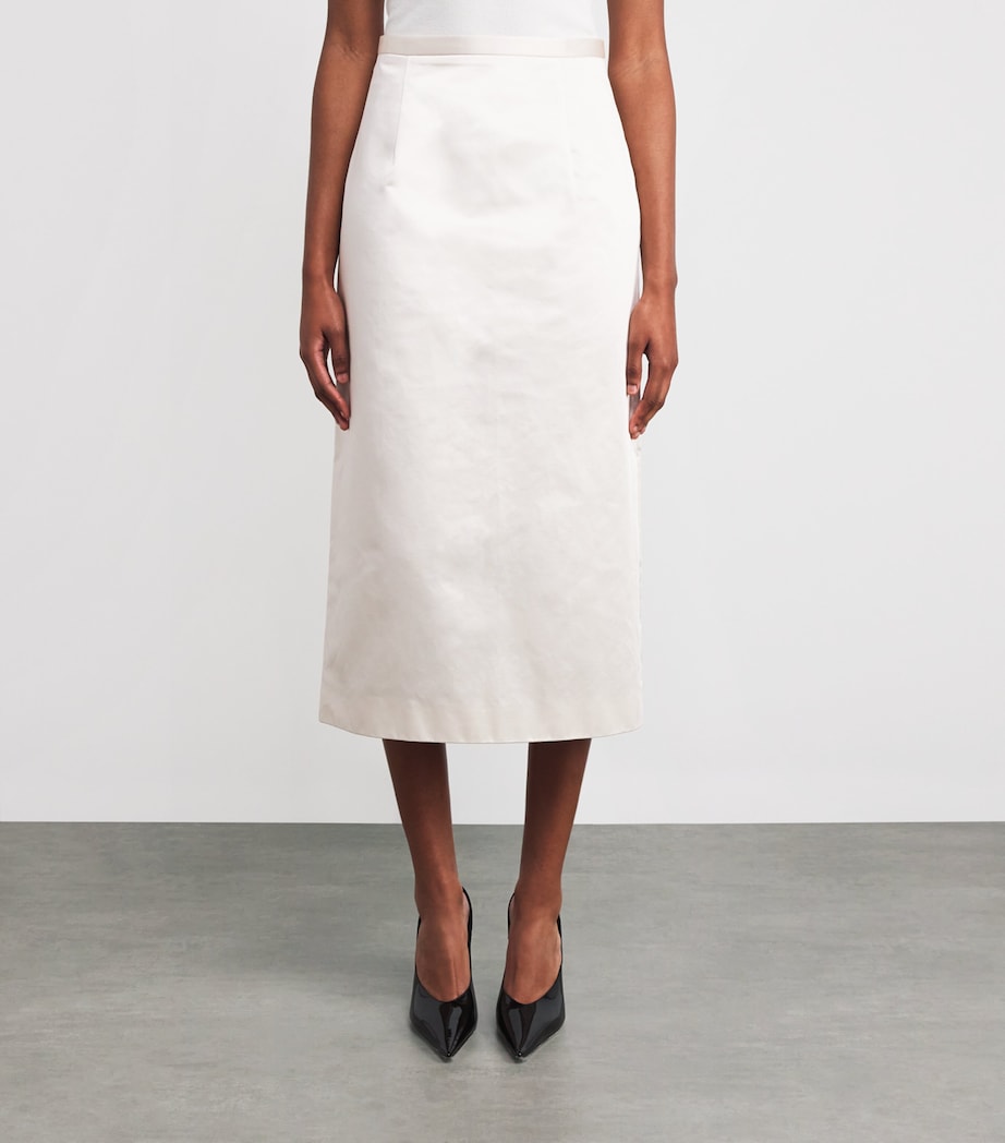 Satin Duchess Rory Midi Skirt IVORY Image 3
