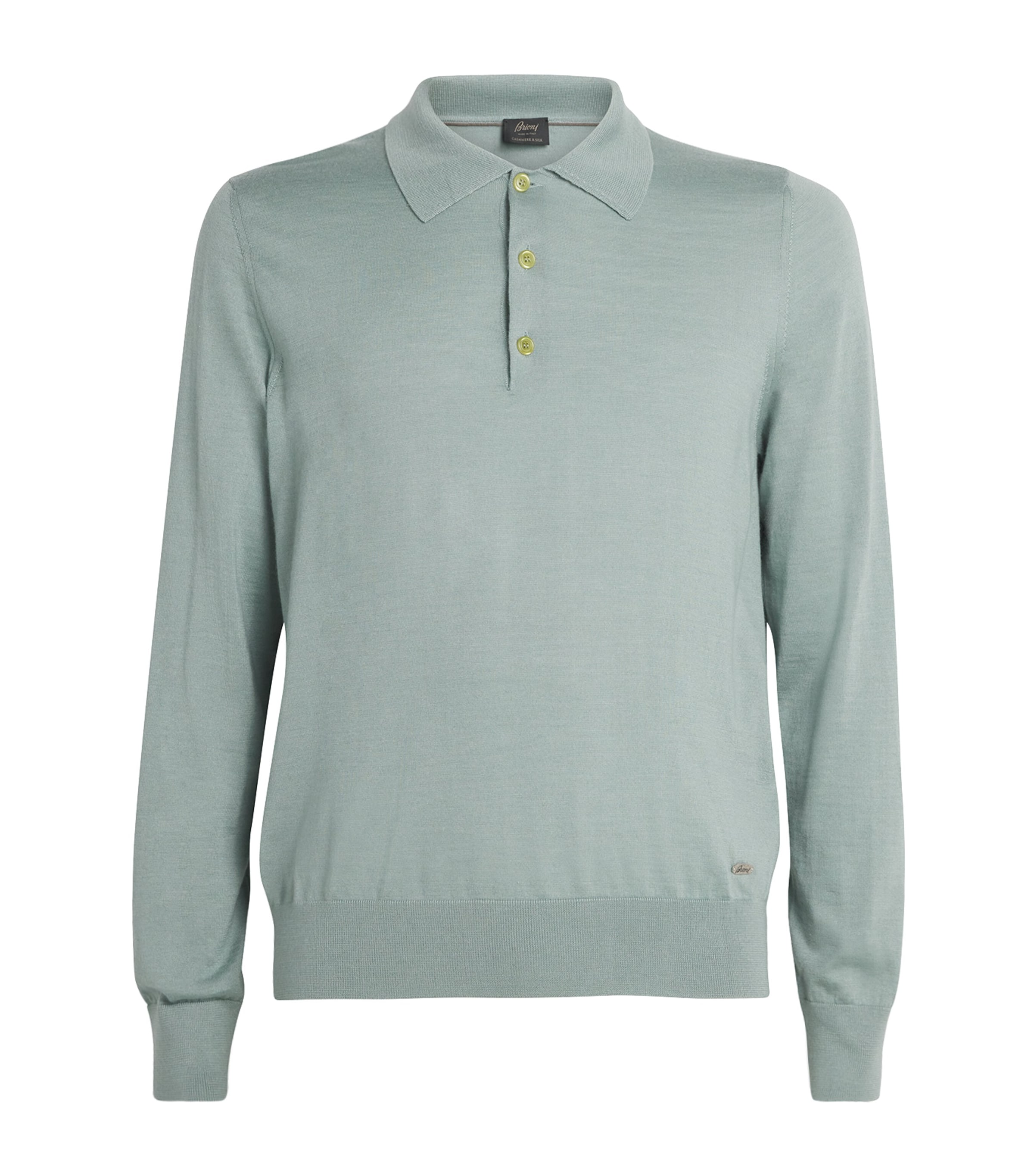 Brioni Mens Cashmere-Silk Long-Sleeve Polo Shirt Image 1