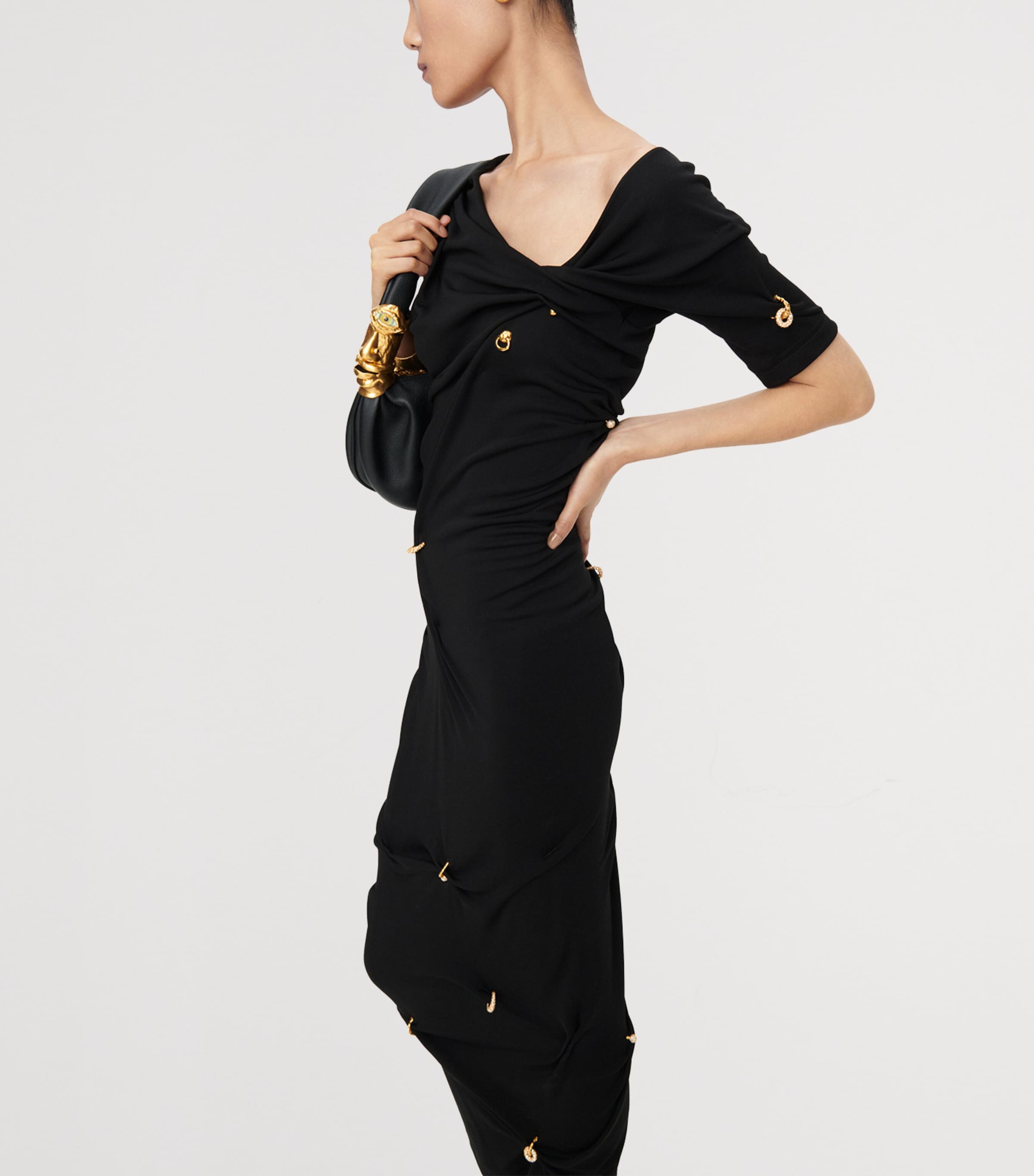Schiaparelli Womens Piercings Midi Dress Black Image 5