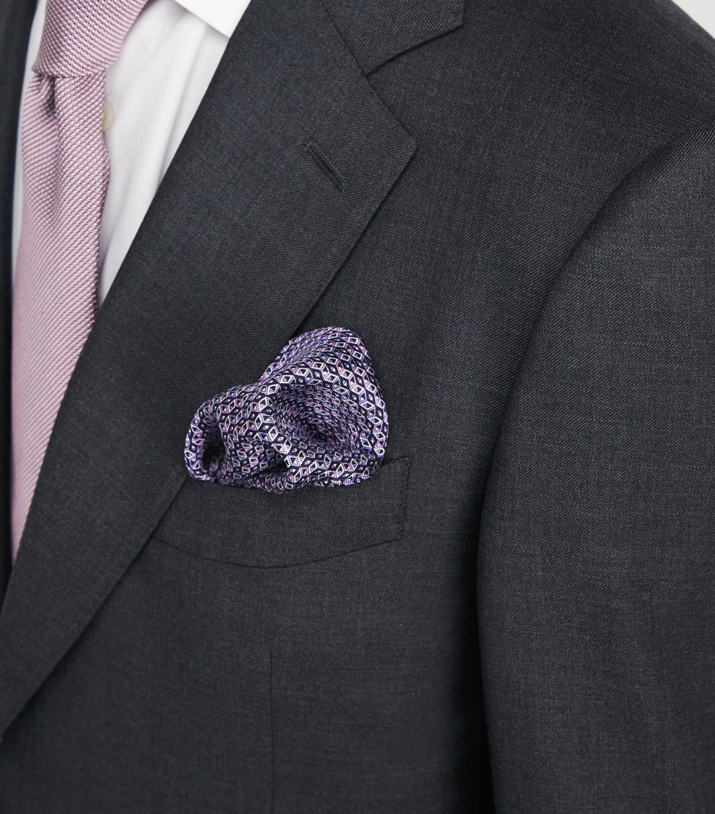 Silk Print Pocket Square MID PURPLE Image 3