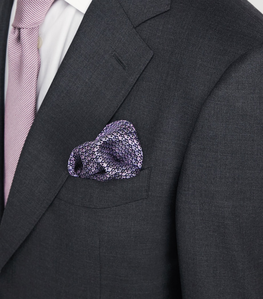 Silk Print Pocket Square MID PURPLE Image 3