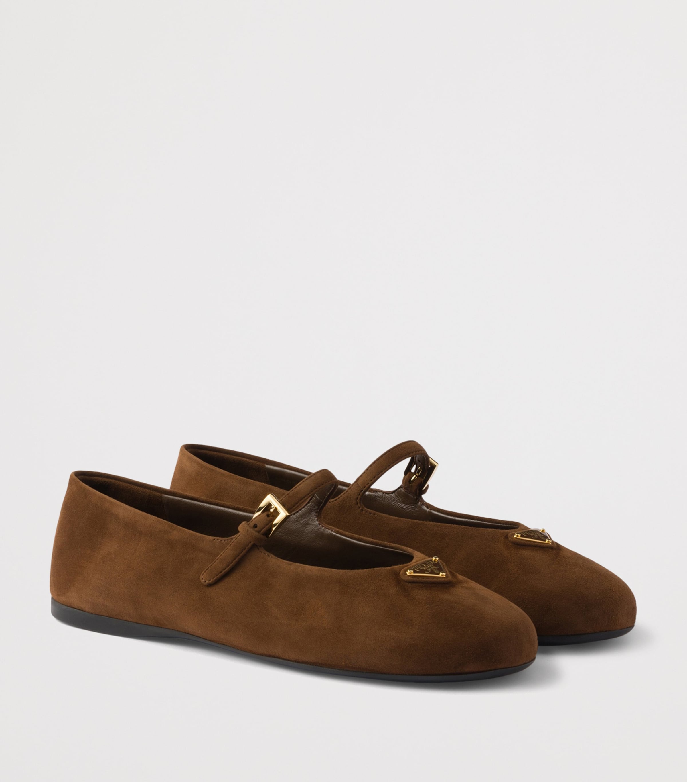 Prada Suede Ballet Flats Brown Image 2