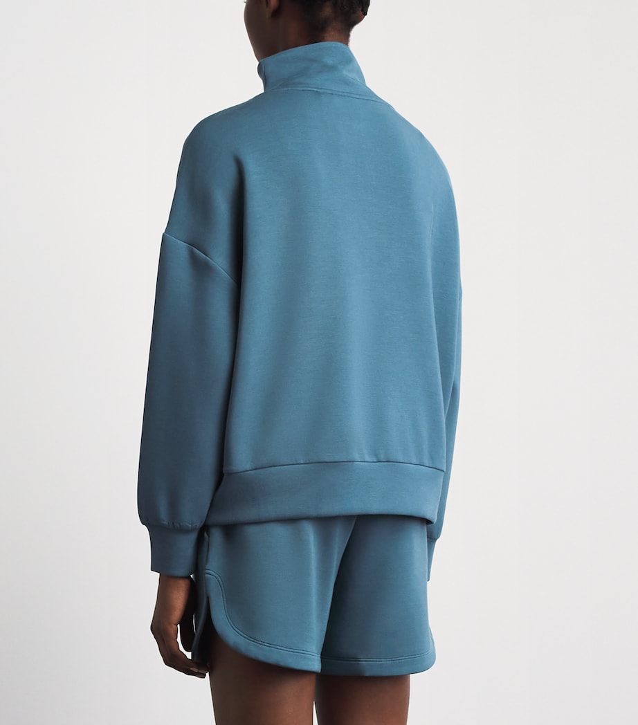 Varley Womens DoubleSoft Hawley Half-Zip Sweatshirt Mallard Blue Image 5