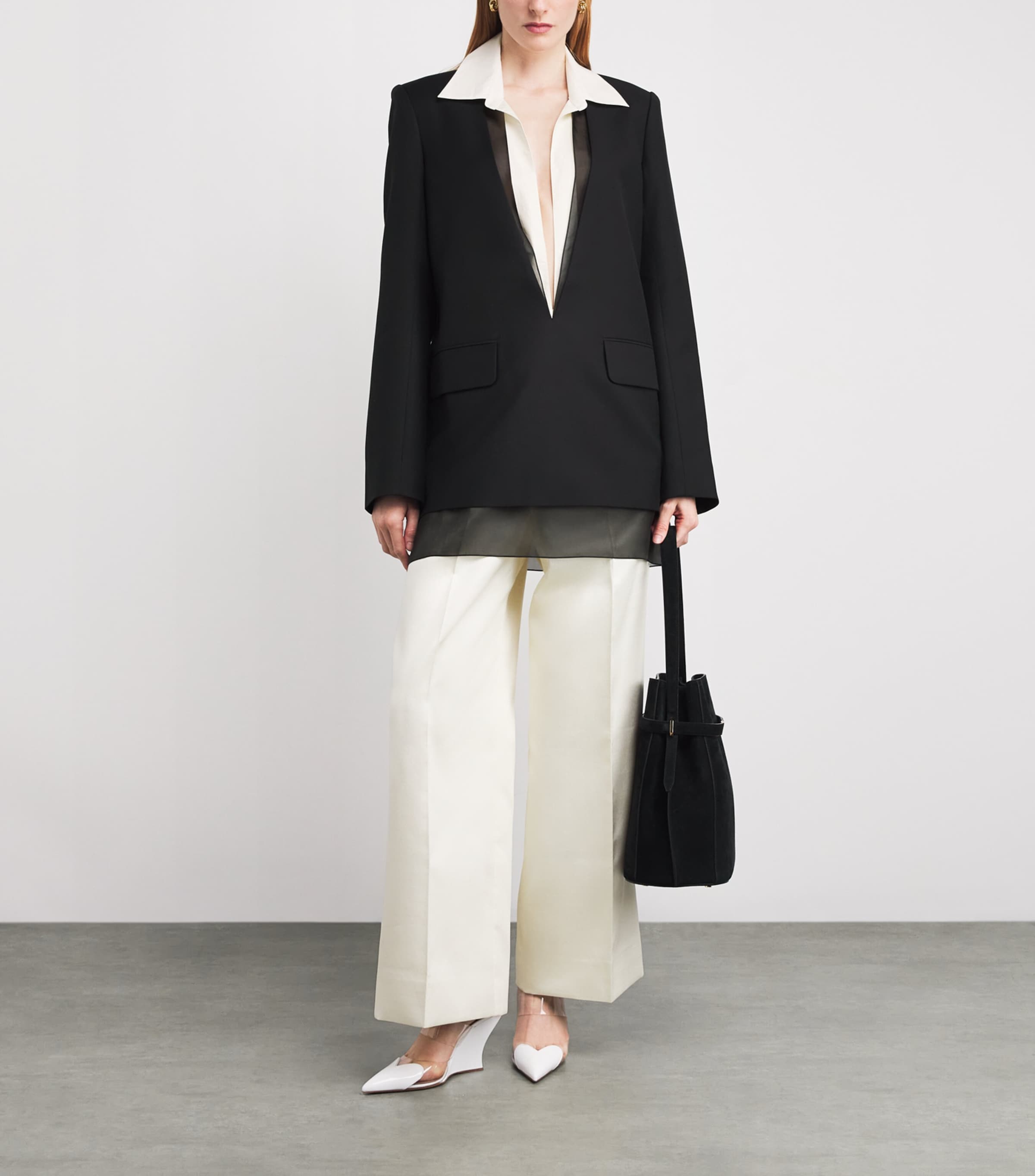 Layered Collared Blazer BLACK Image 2