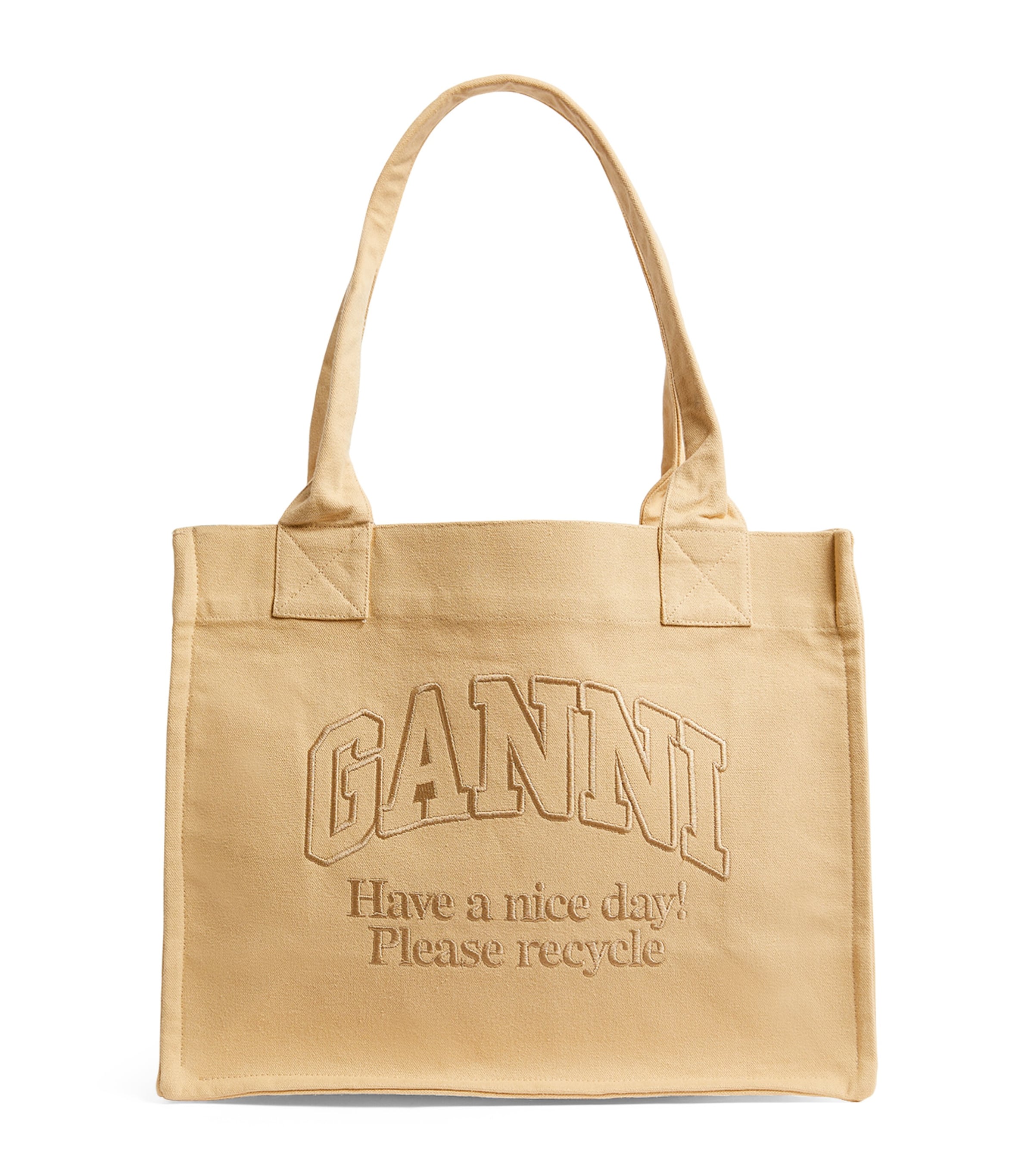 Shop Ganni Large Easy Shopper Bag In Neutral