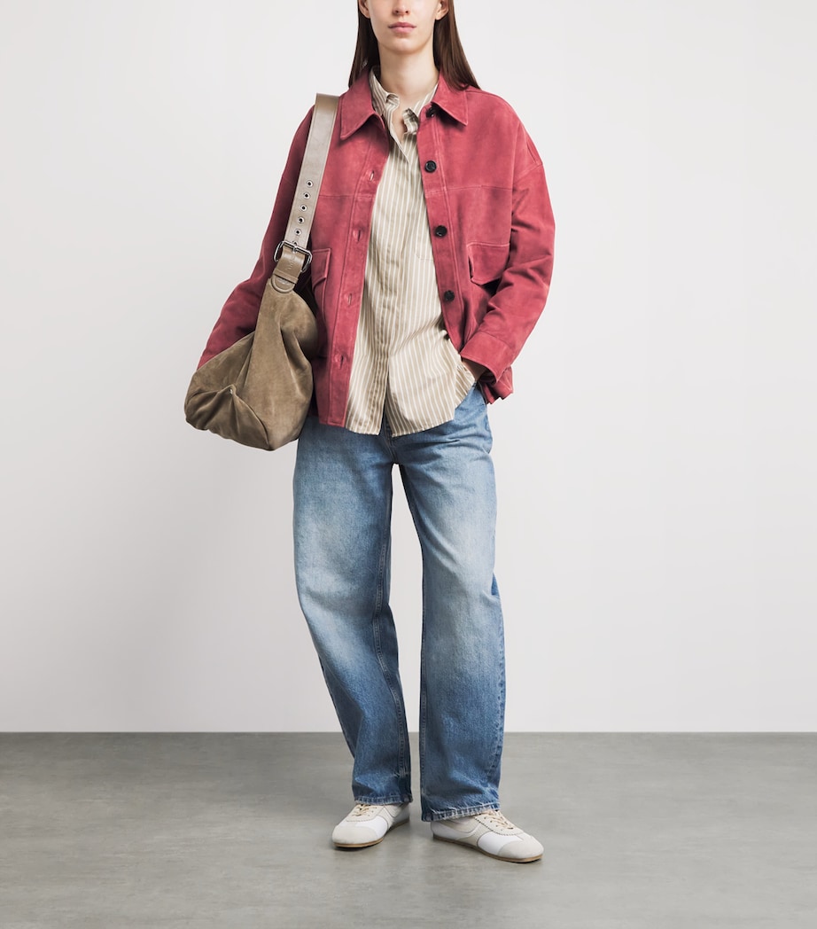 Arma Womens Lamb Suede Kaylee Shacket Pink Shade Image 2
