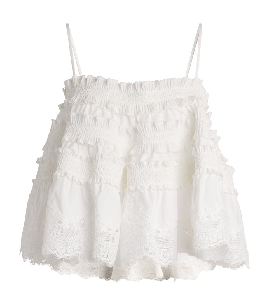 Zimmermann Womens Cotton Alchemy Shirred Bandeau Top Ivory Image 1