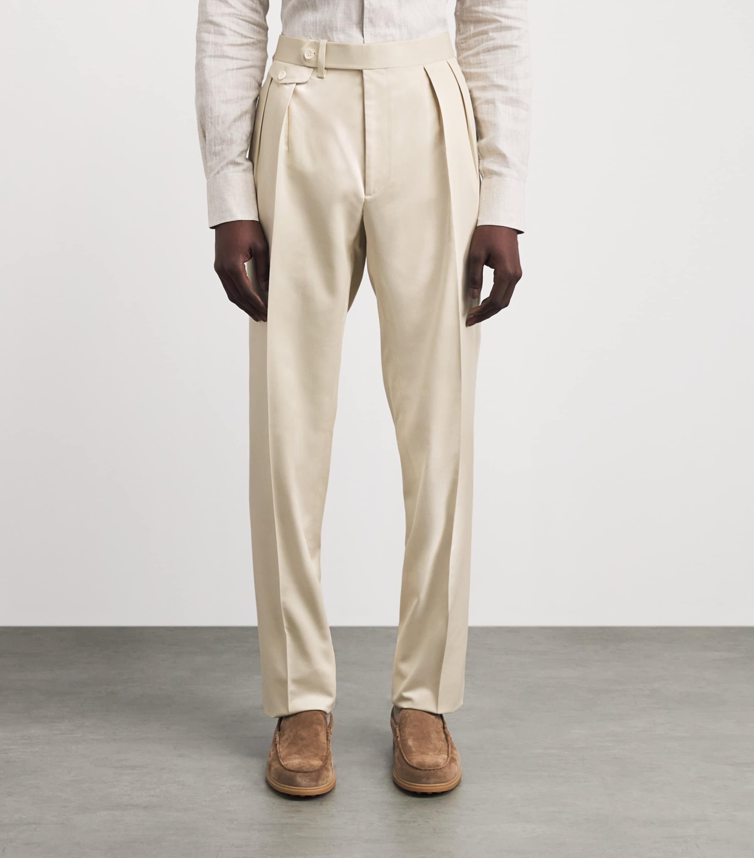 Ralph Lauren Purple Label Ivory Silk Pleated Gregory Straight