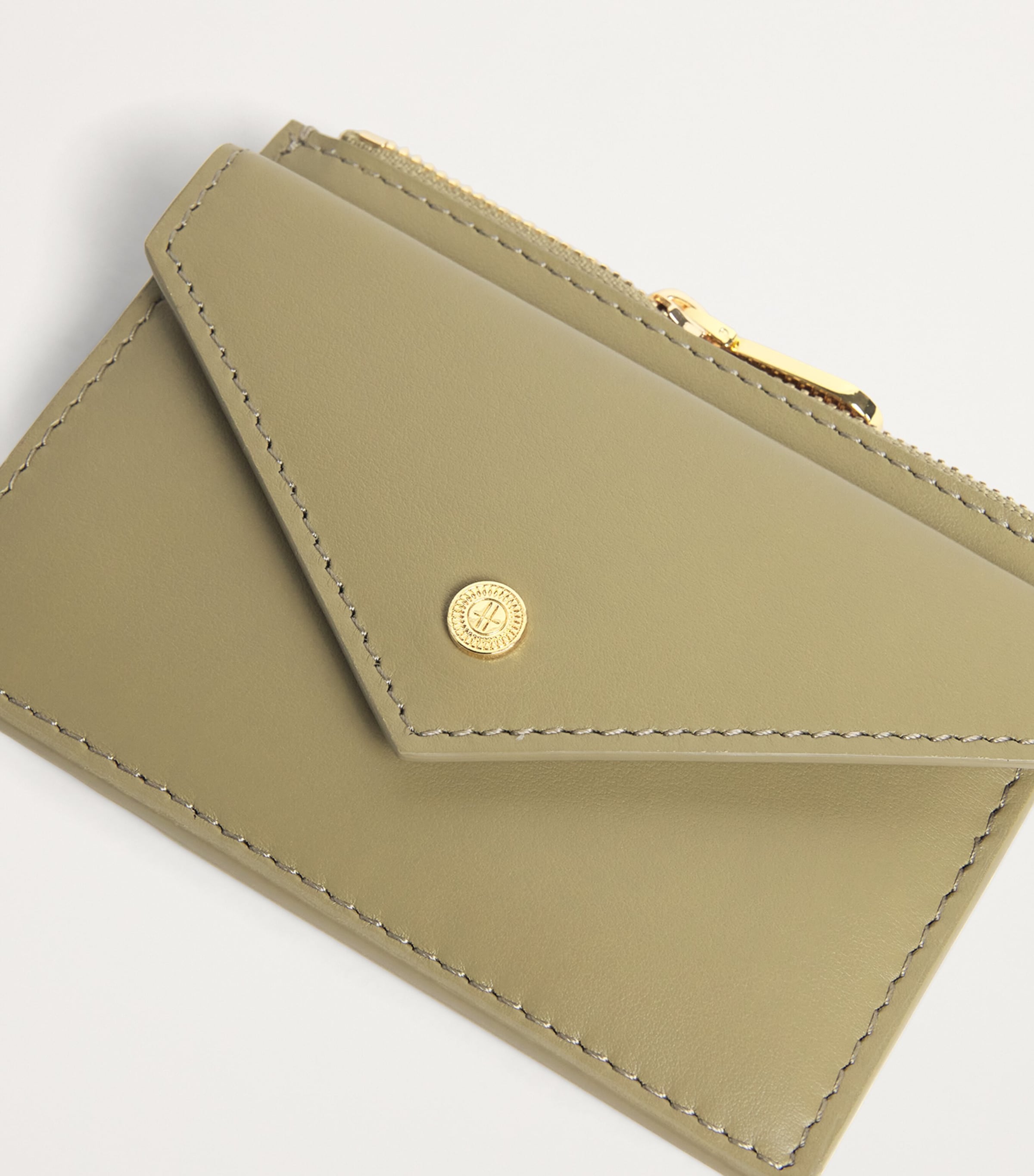 Harrods Smooth Leather Card Holder Olive Image 3