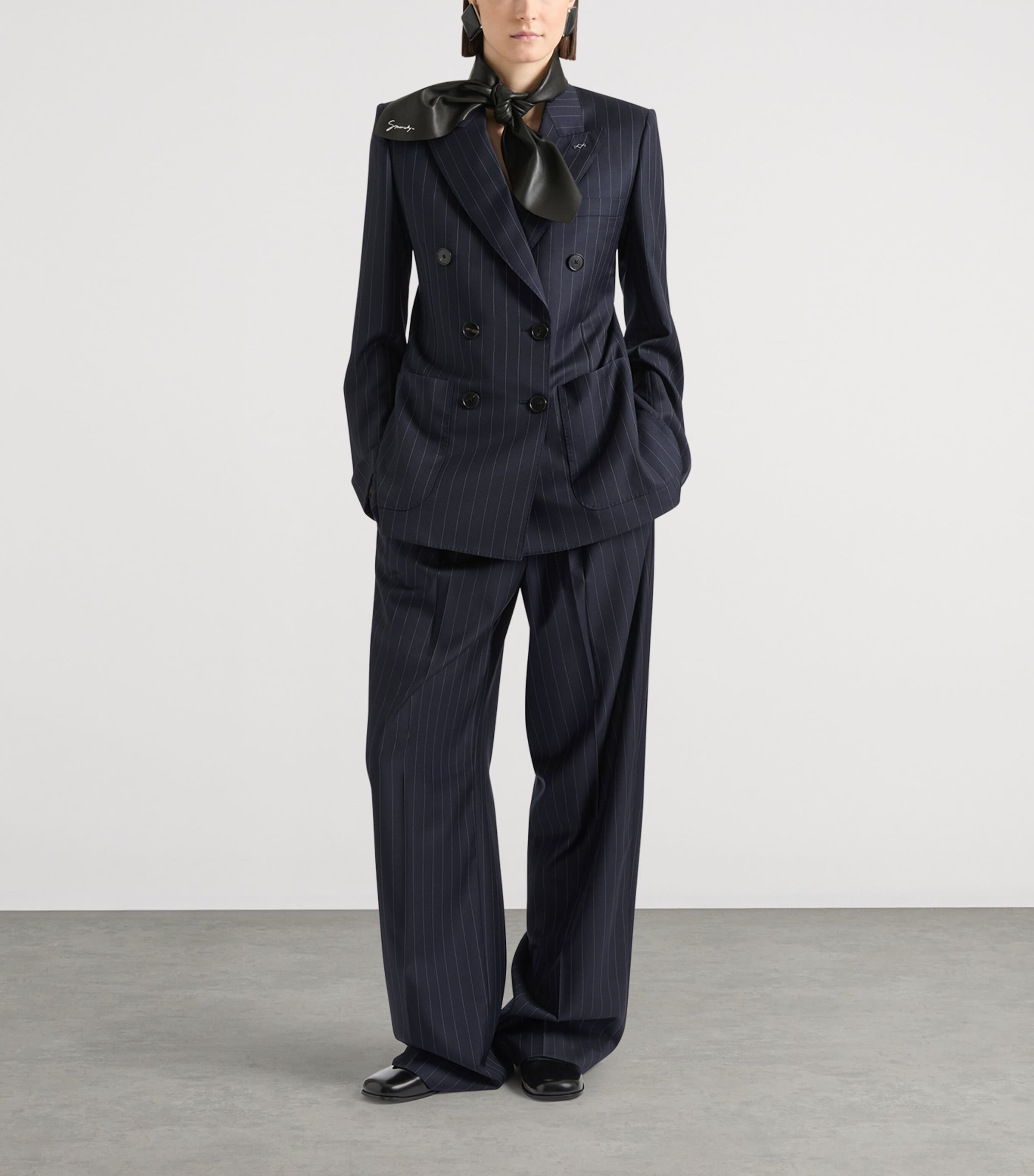 Givenchy Womens Wool Stripe Wide-Leg Trousers Image 2