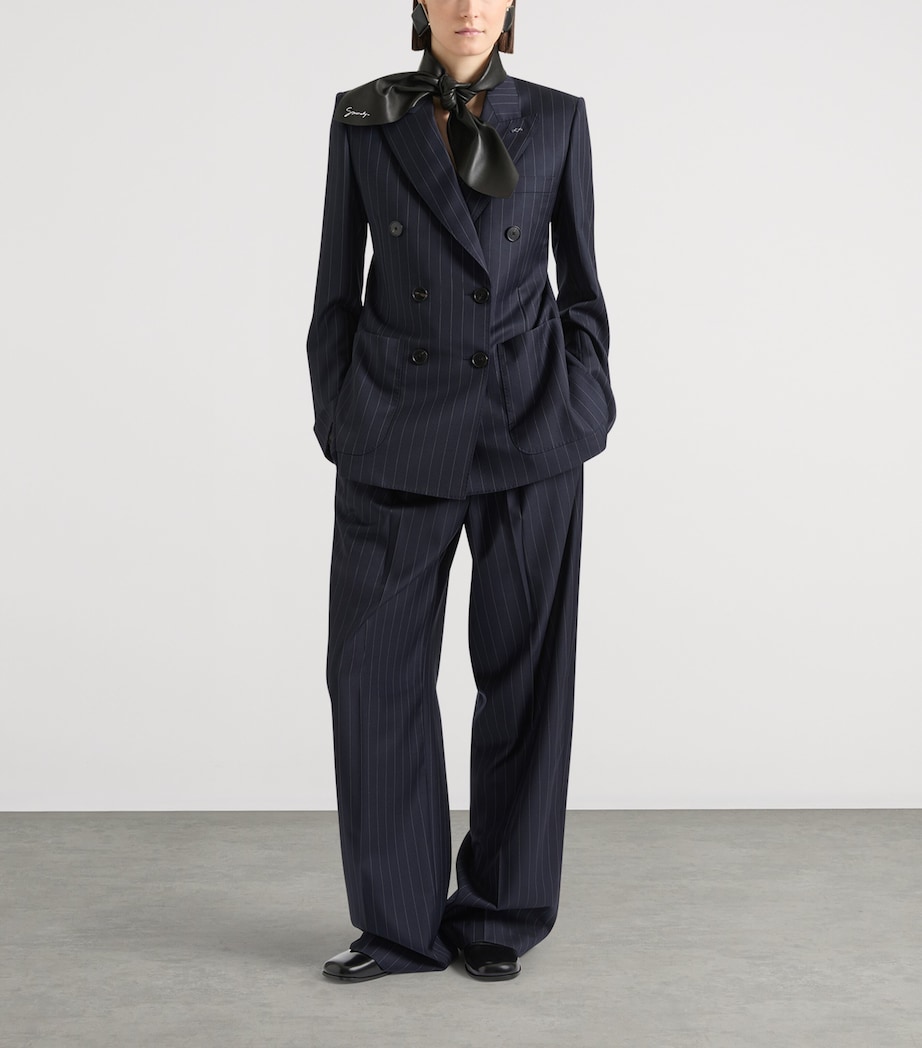 Givenchy Womens Wool Stripe Wide-Leg Trousers Image 2