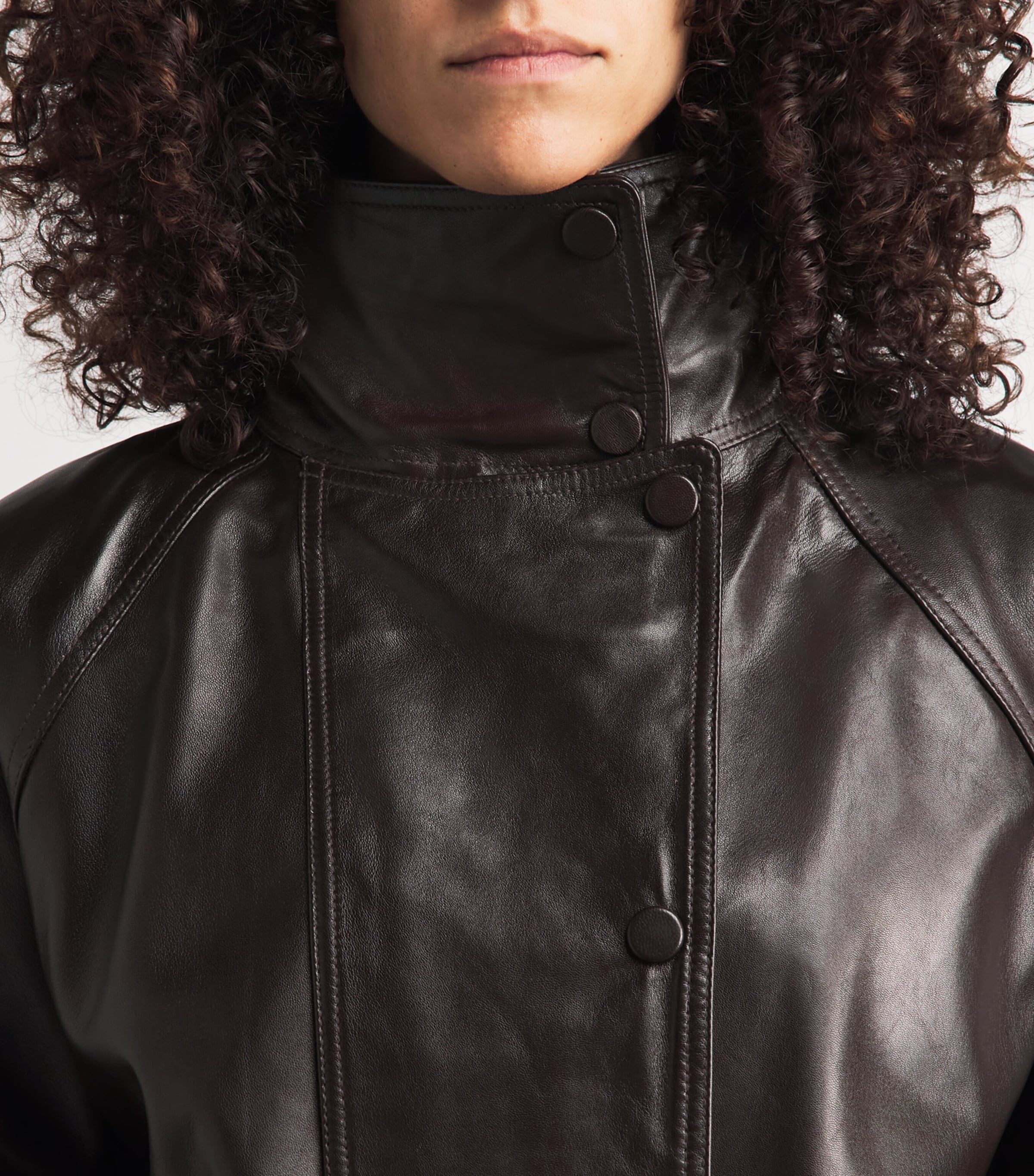 Sandro Paris Womens Oversized Leather Jacket Brown Image 3