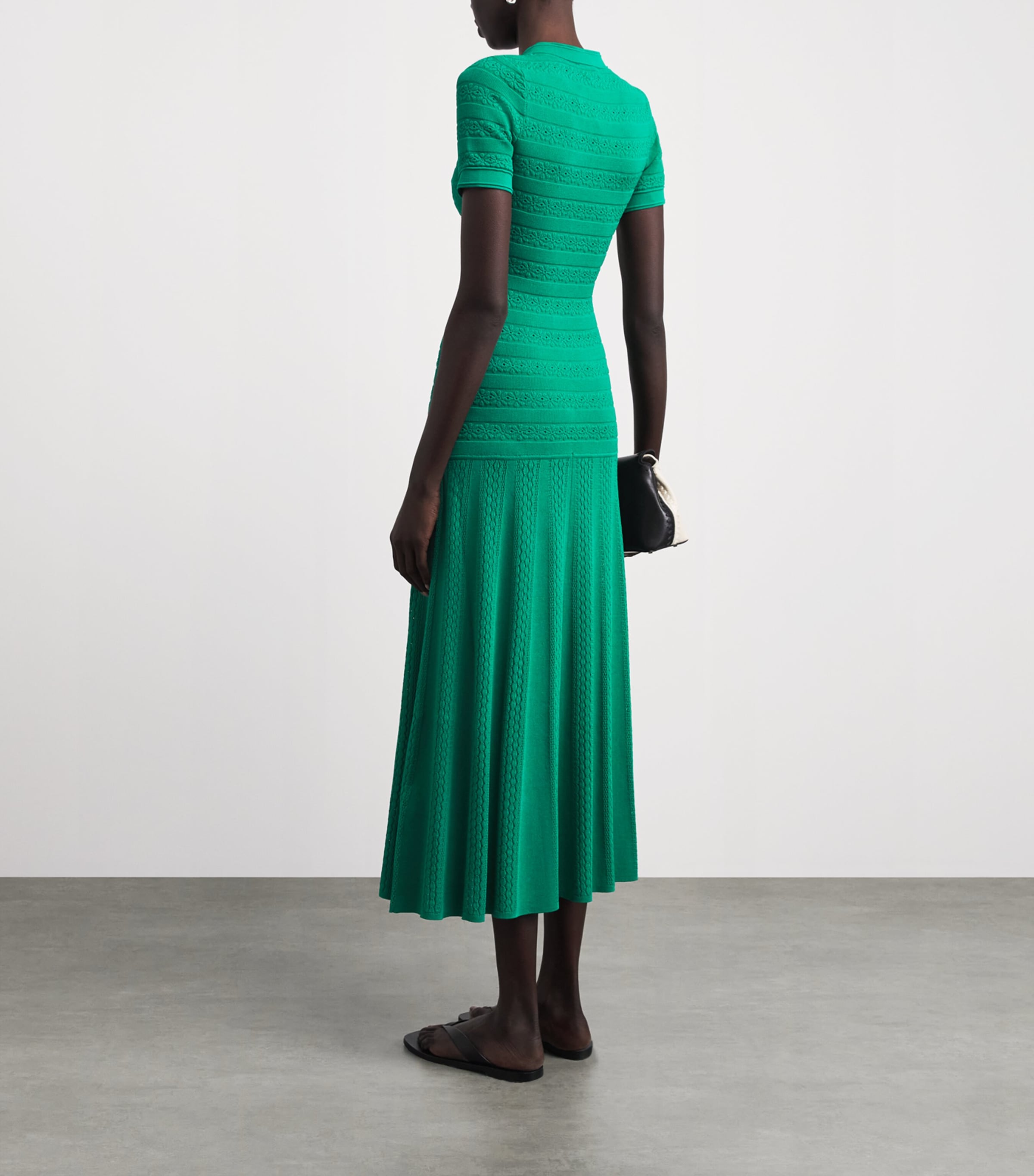 Sandro Paris Womens Knit Button-Down Midi Dress Emeuraude Green Image 4