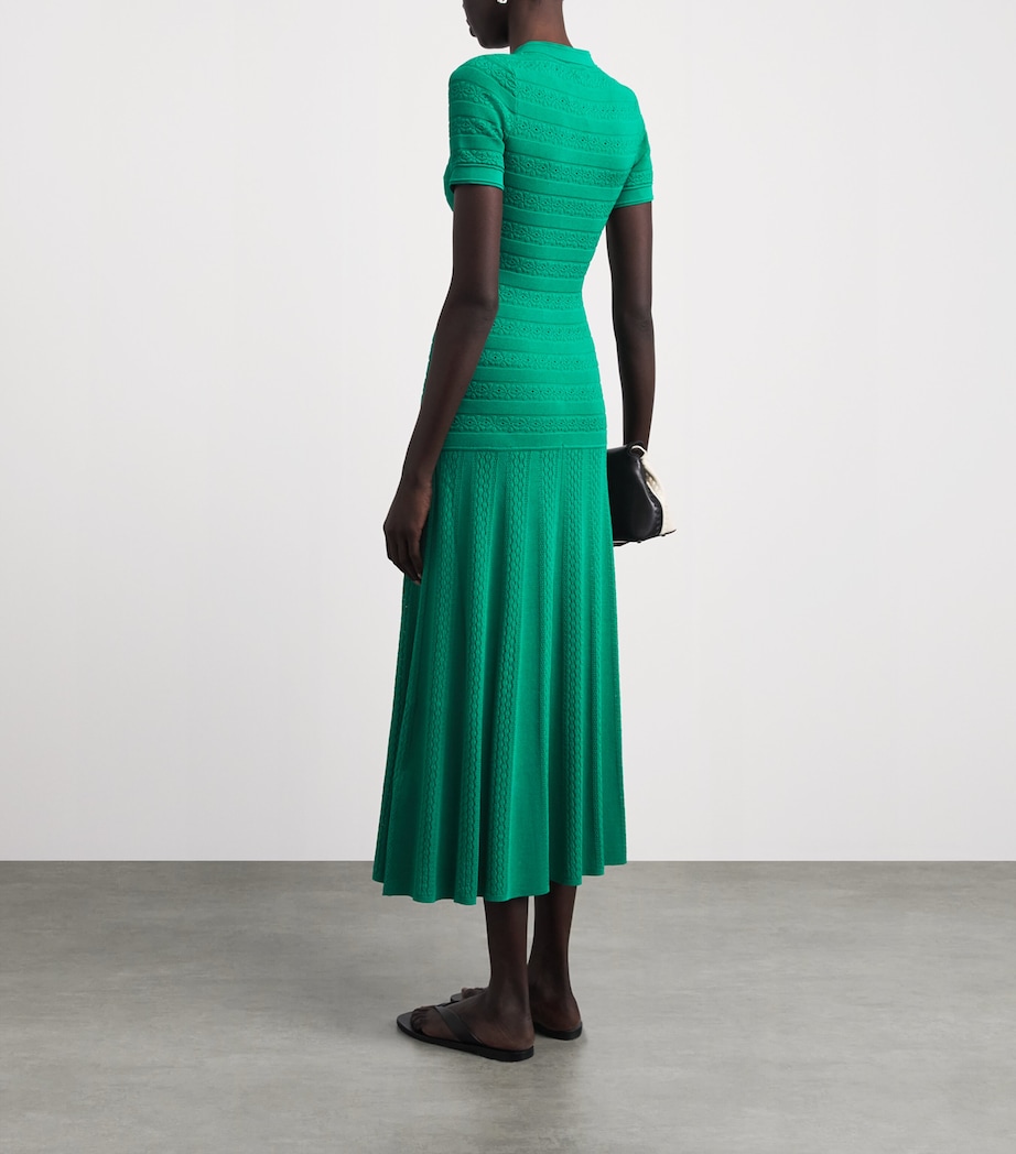 Sandro Paris Womens Knit Button-Down Midi Dress Emeuraude Green Image 4