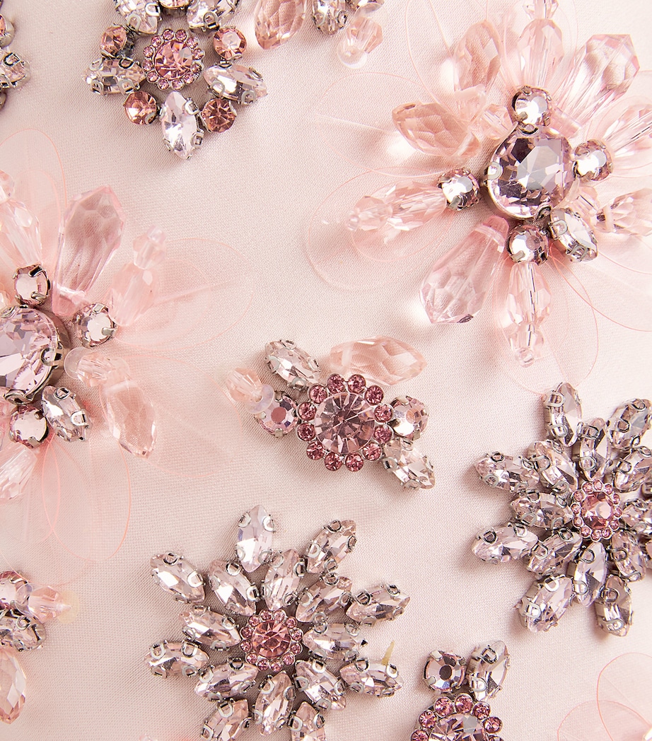 Satin Crystal-Embellished Clutch Bag PINK Image 6