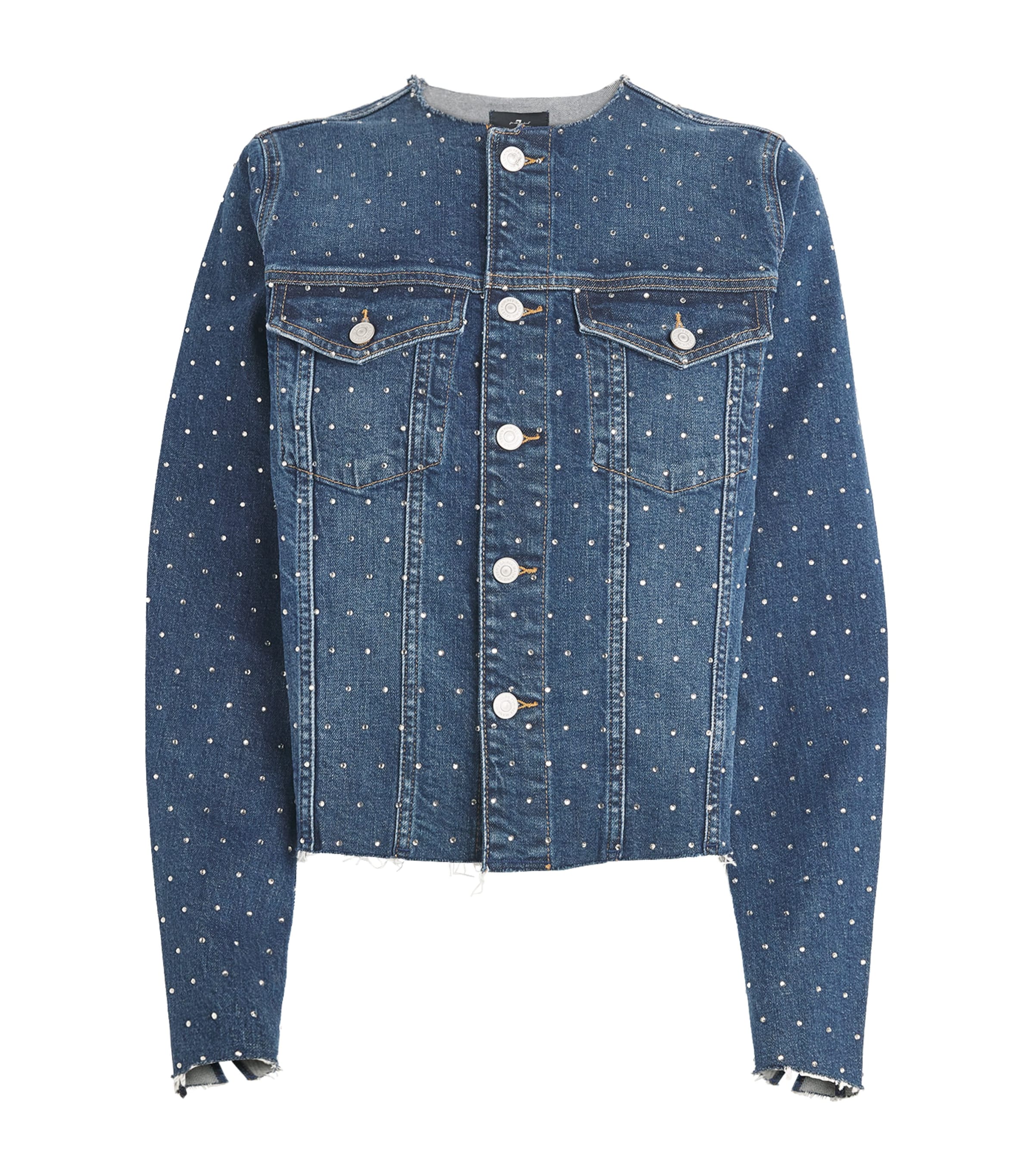 7 For All Mankind Rhinestone Vicky Denim Jacket Radar