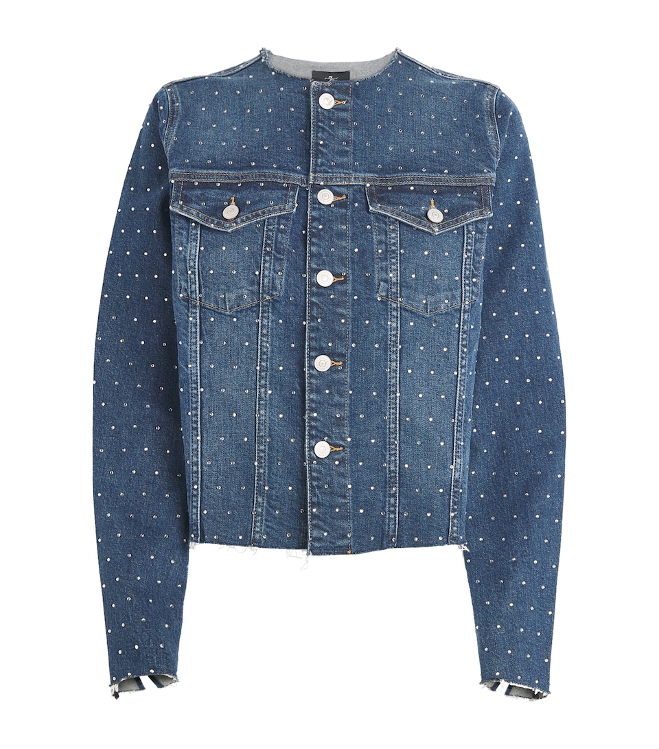 7 For All Mankind Rhinestone Vicky Denim Jacket Radar