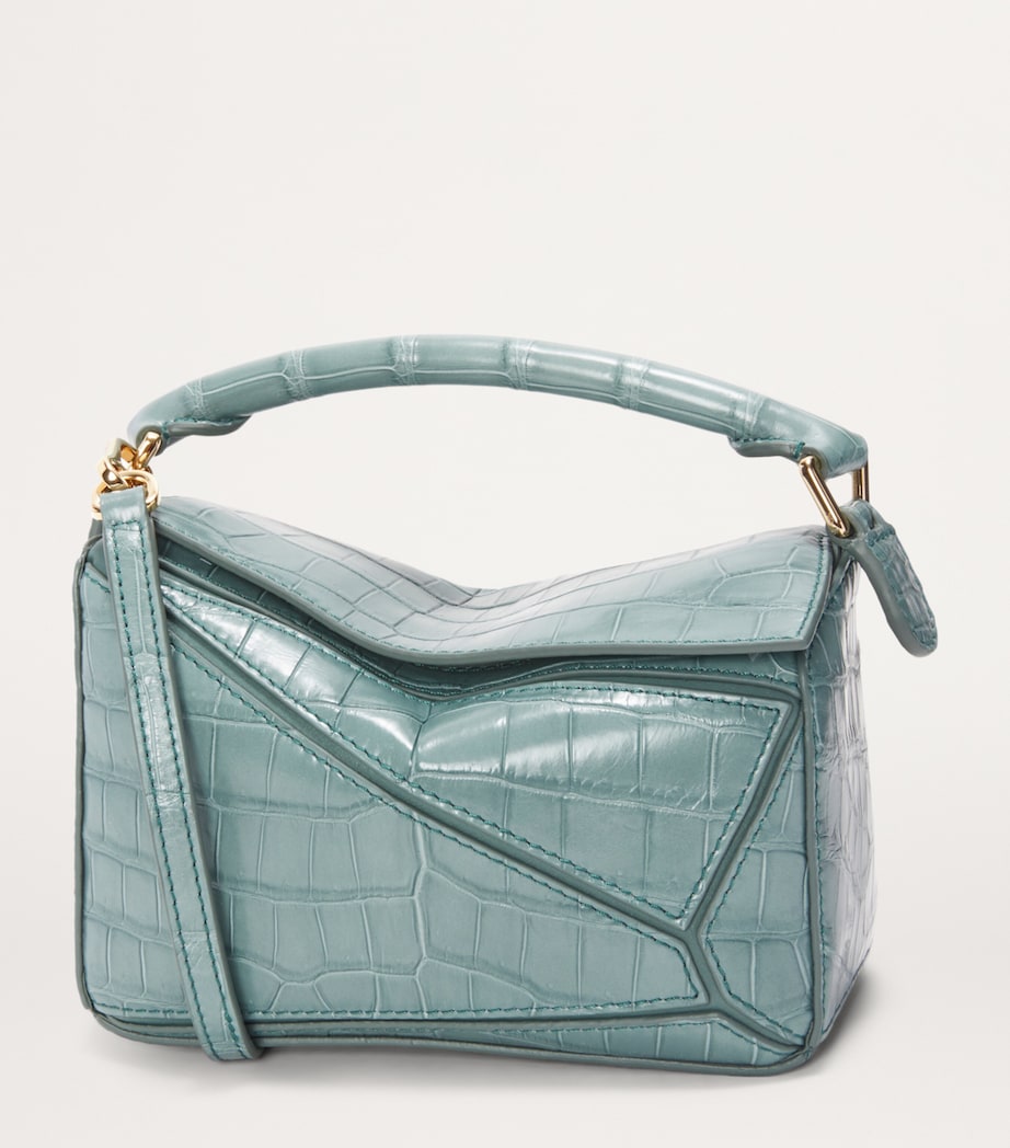 Mini Crocodile Puzzle Top-Handle Bag GREY BLUE Image 2