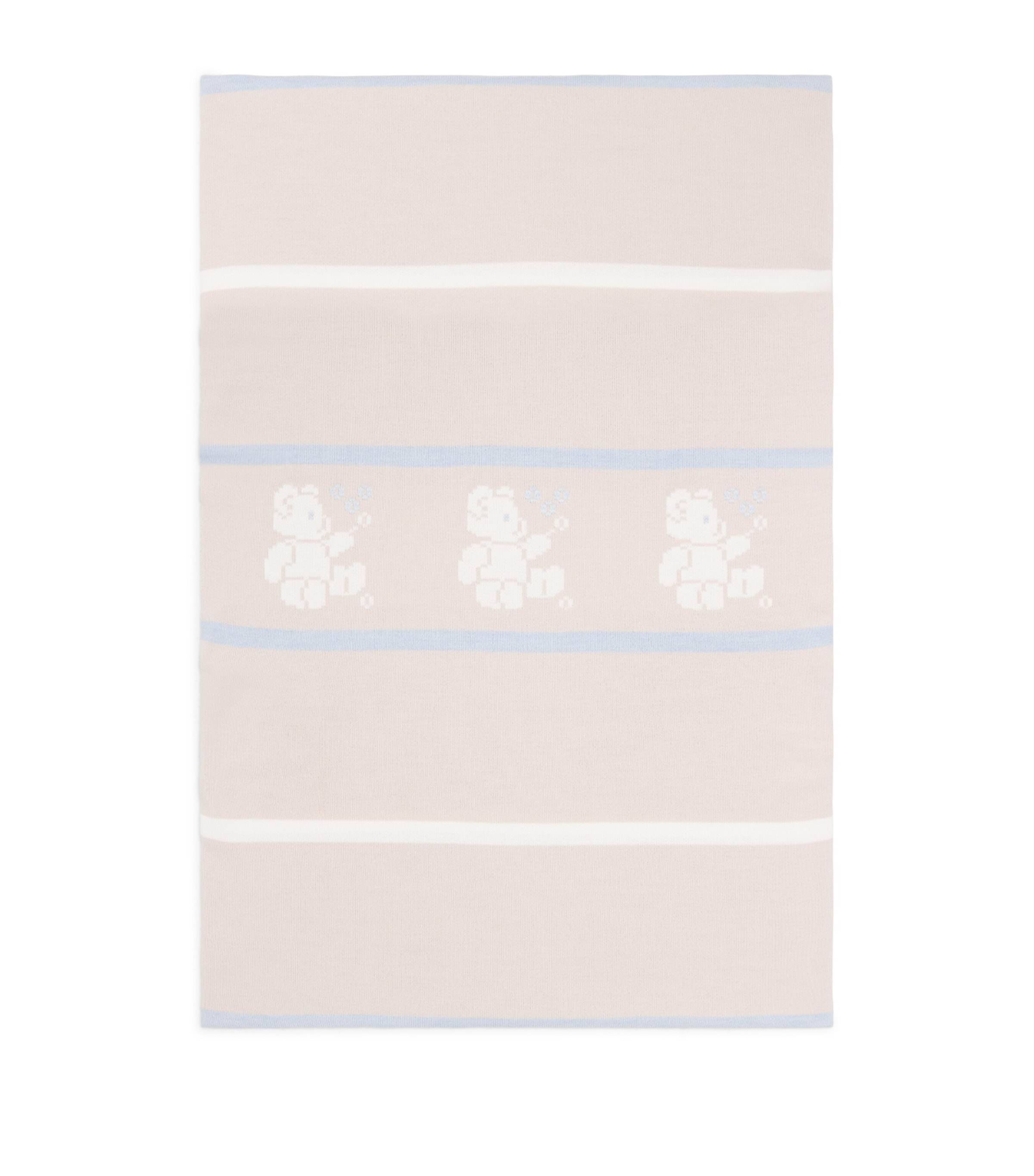 Bimbalò Wool-blend Jacquard Teddy Blanket In Sand