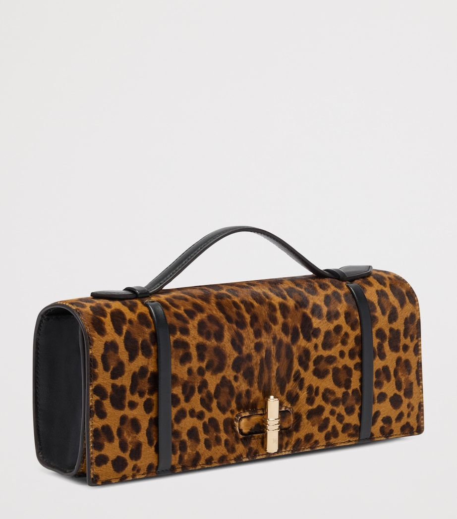 Leopard Calf Hair May Clutch Bag BROWN Image 4