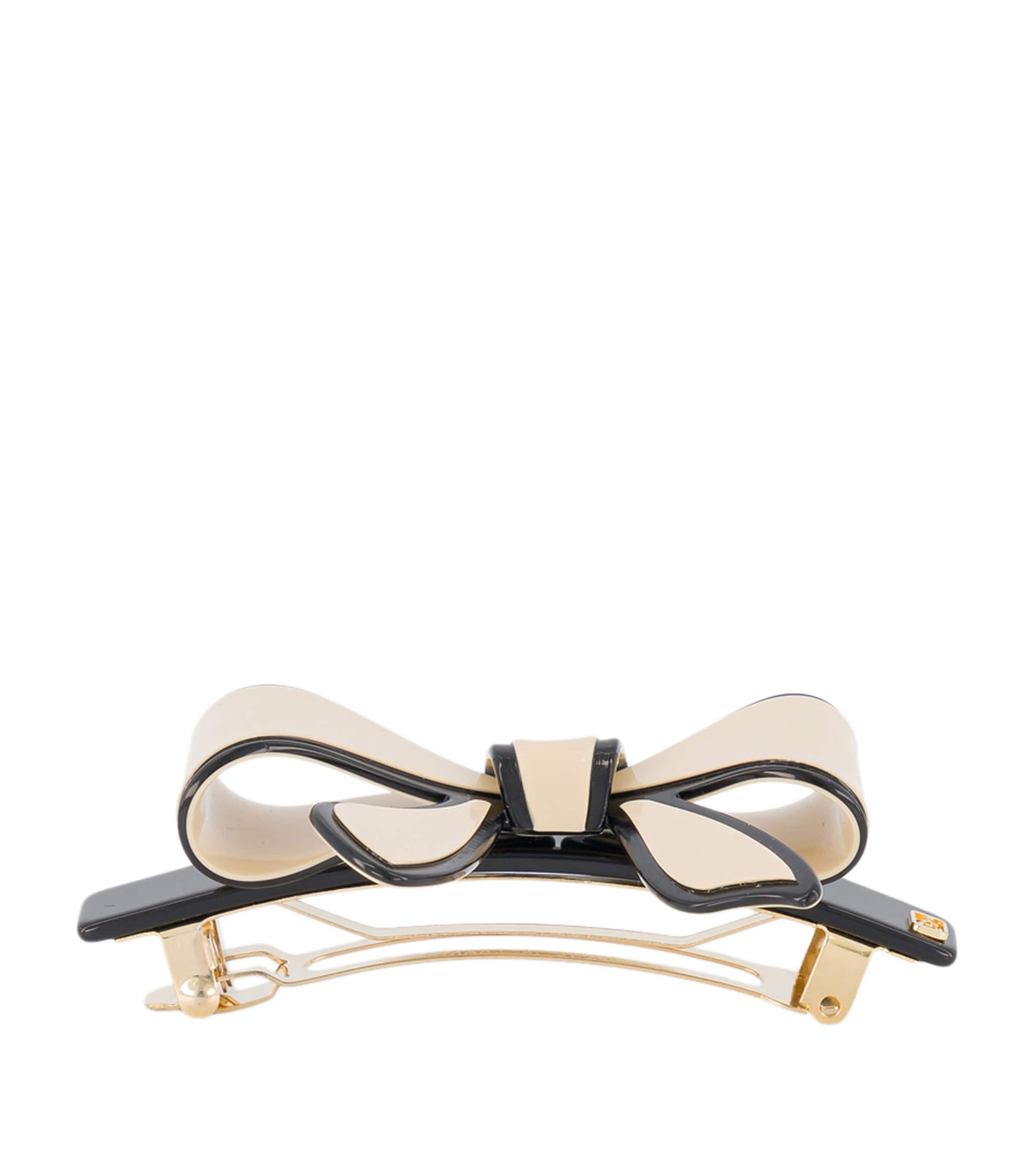 Alexandre De Paris Timeless Tenderly Bow Slide Hair Clip In Neutral