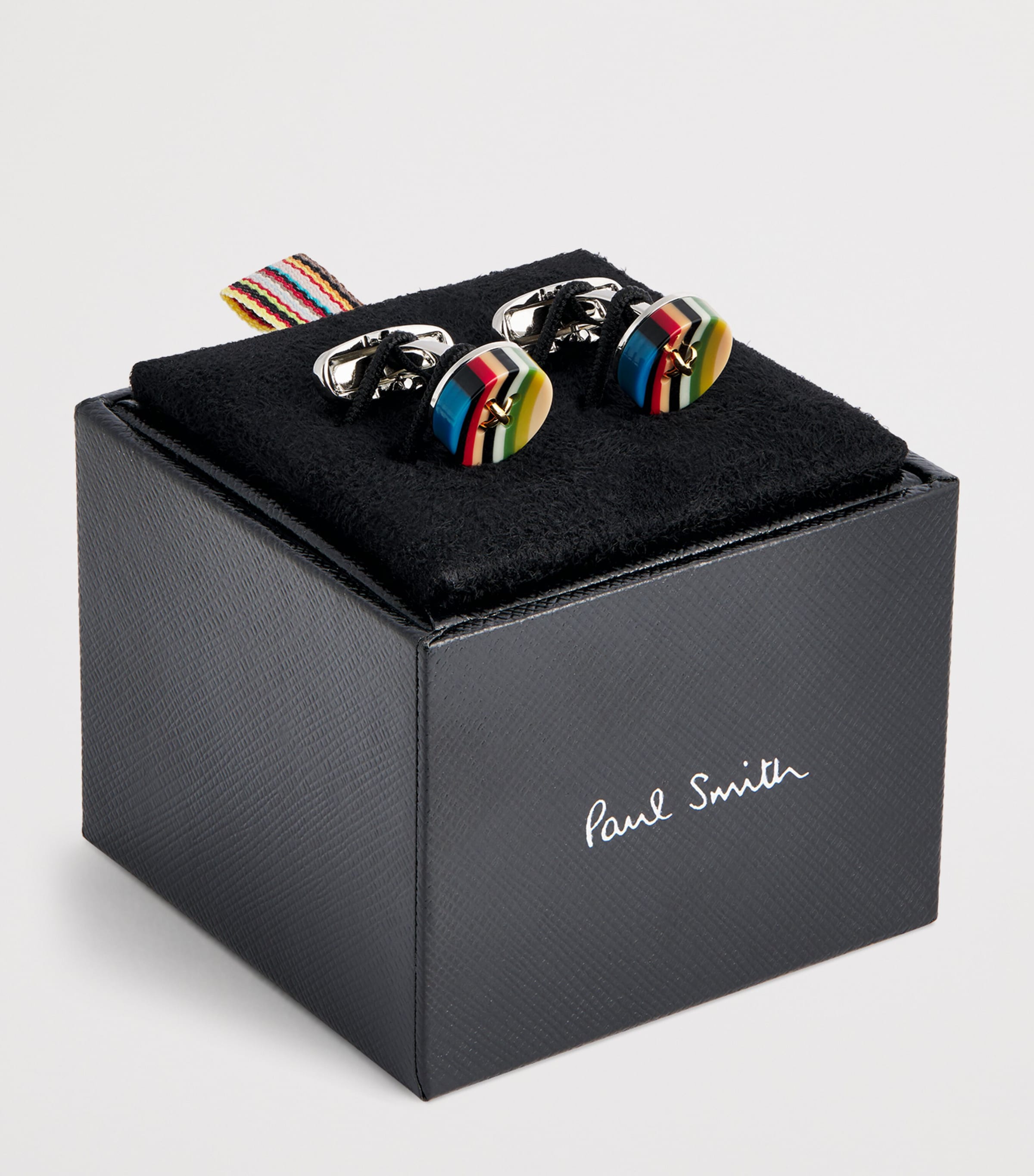 Signature Stripe Button Cufflinks MULTICOLOUR Image 3