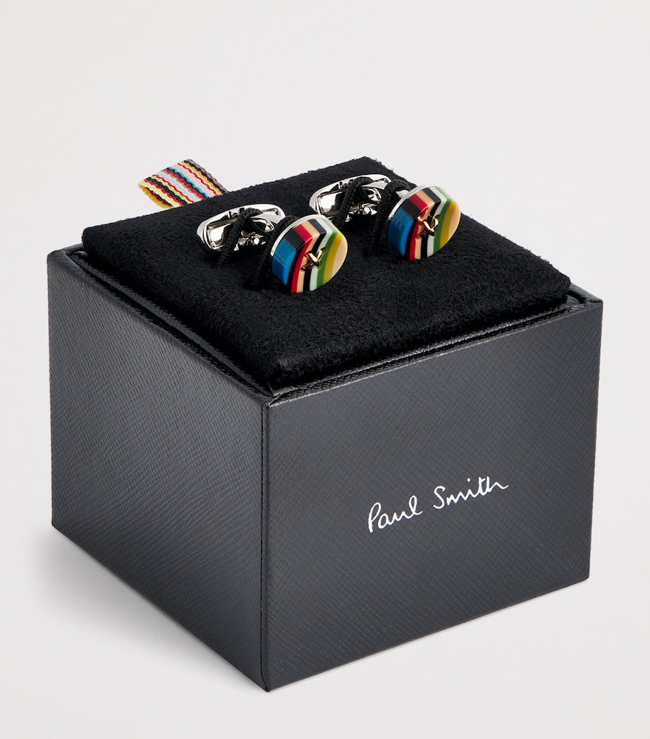 Signature Stripe Button Cufflinks MULTICOLOUR Image 3