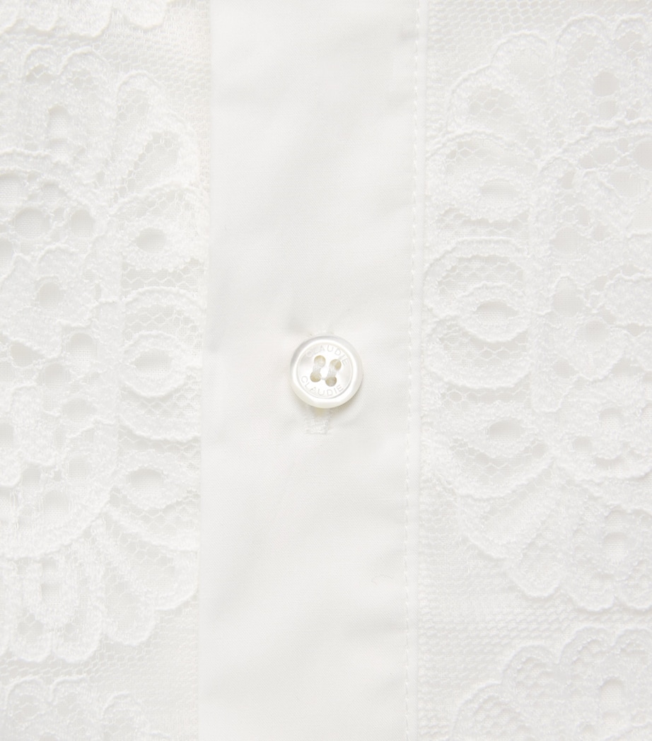 Claudie Pierlot Womens Lace Cropped Shirt White Image 6