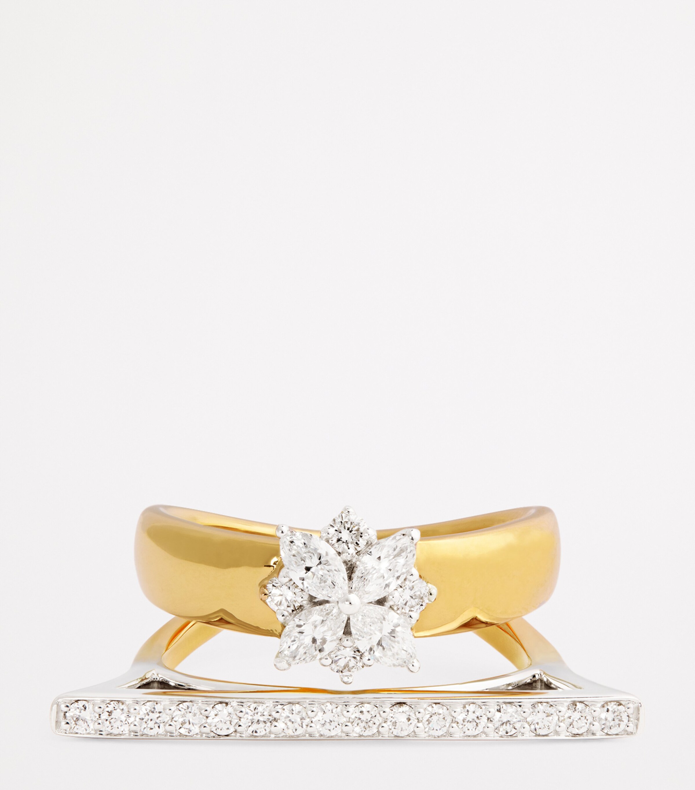 Yeprem Yellow Gold and Diamond Golden Strada Stackable Ring Mixed Gold Image 4