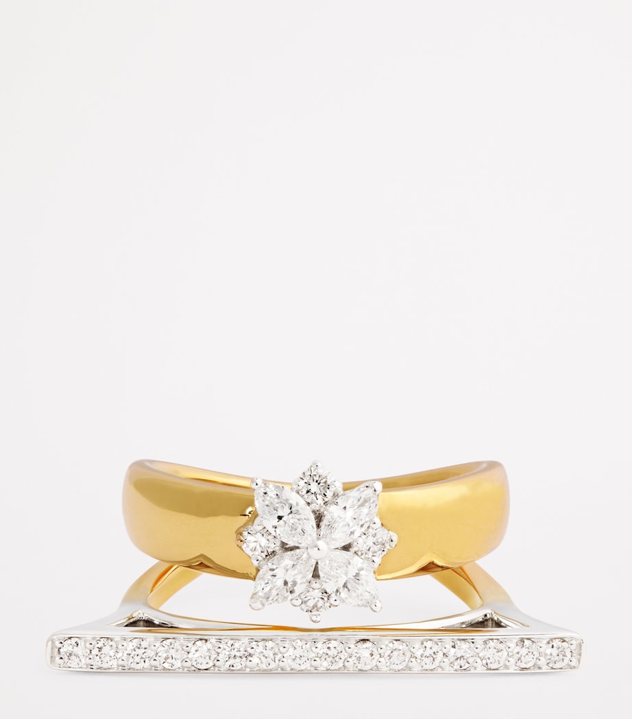 Yeprem Yellow Gold and Diamond Golden Strada Stackable Ring Mixed Gold Image 4