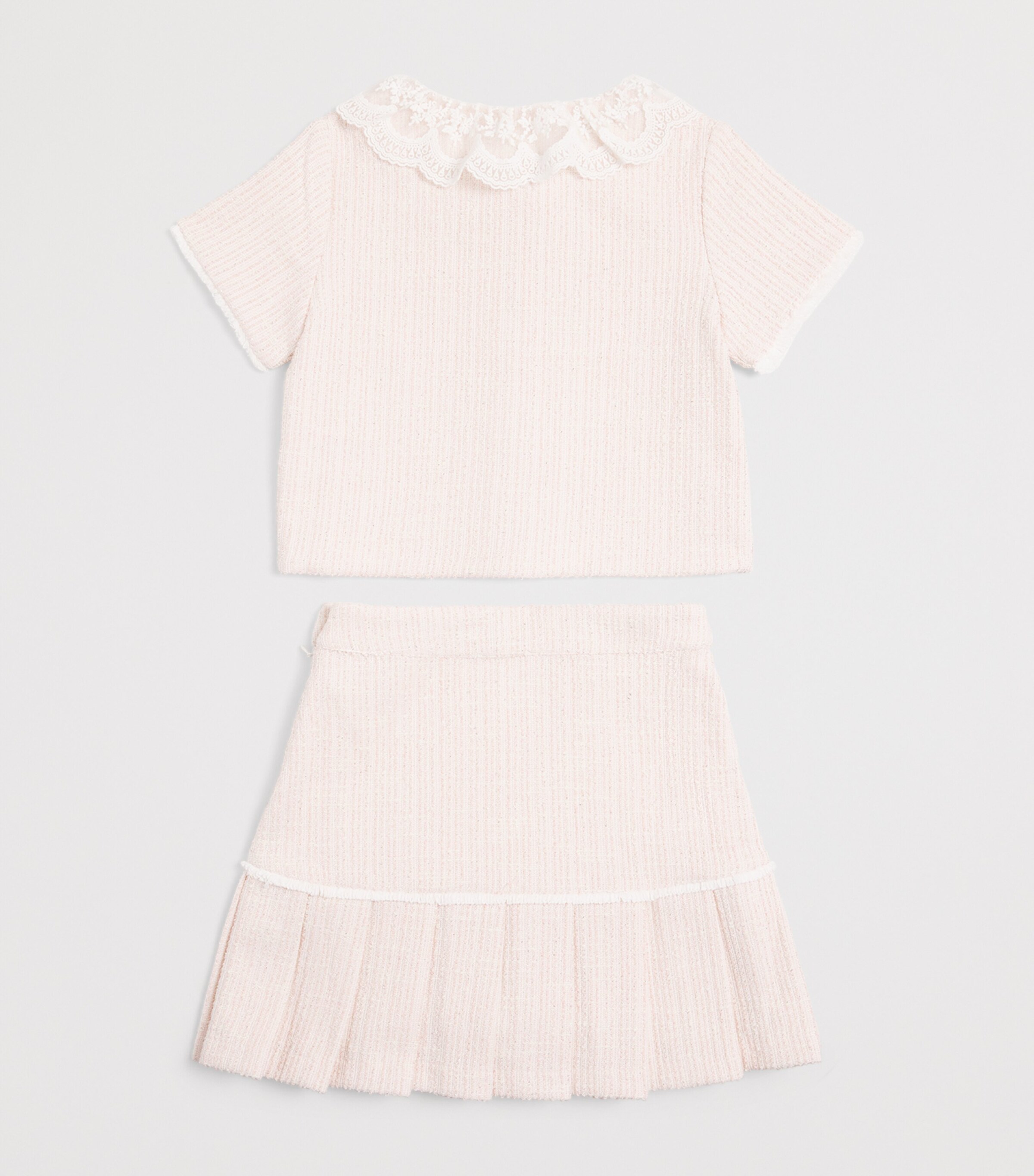 Patachou Tweed Top and Skirt Set (3-14Years) Pale Pink Image 2