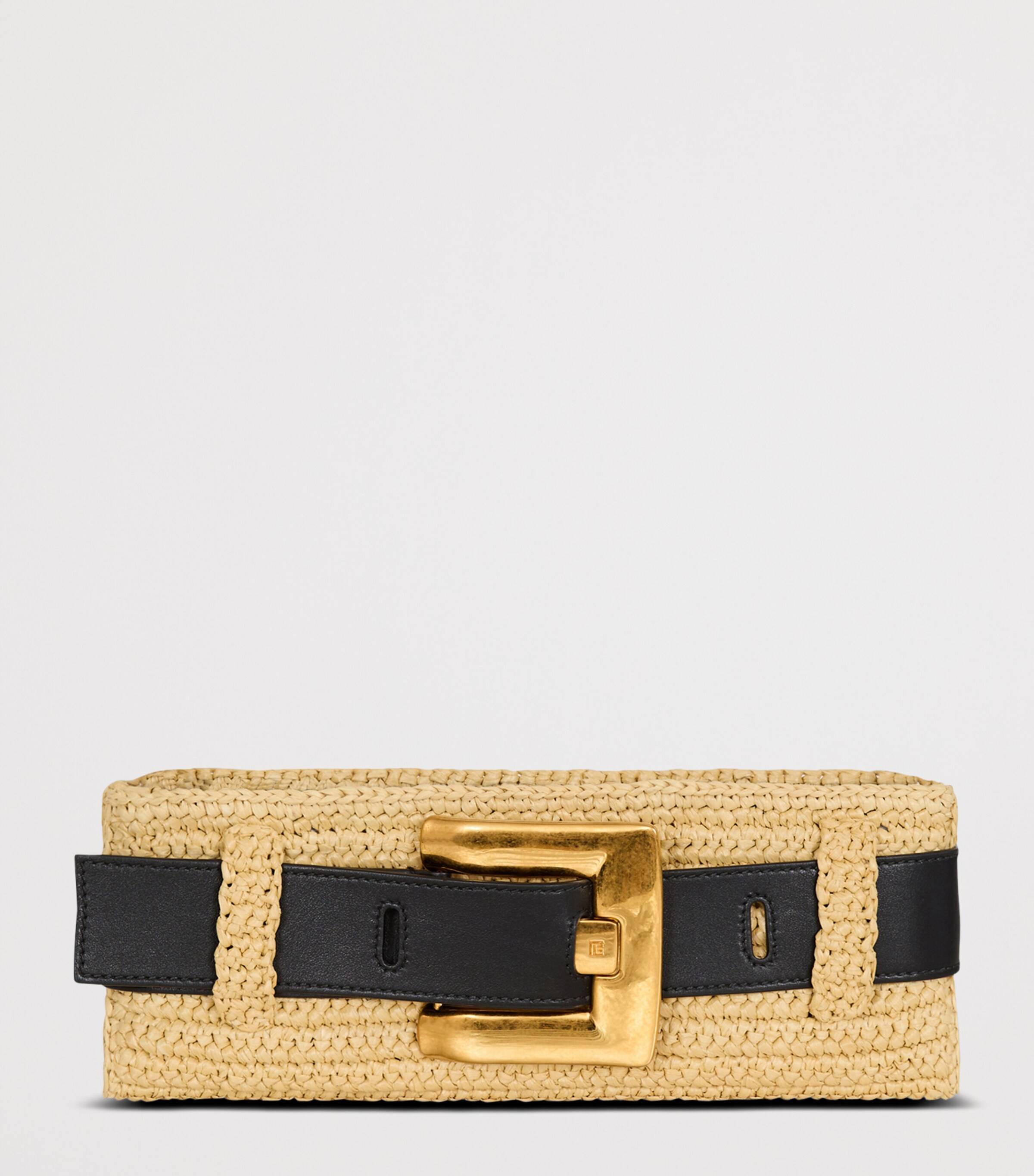 Balmain Faux Raffia Anthem Clutch Bag Gte Naturel / Noir Image 4