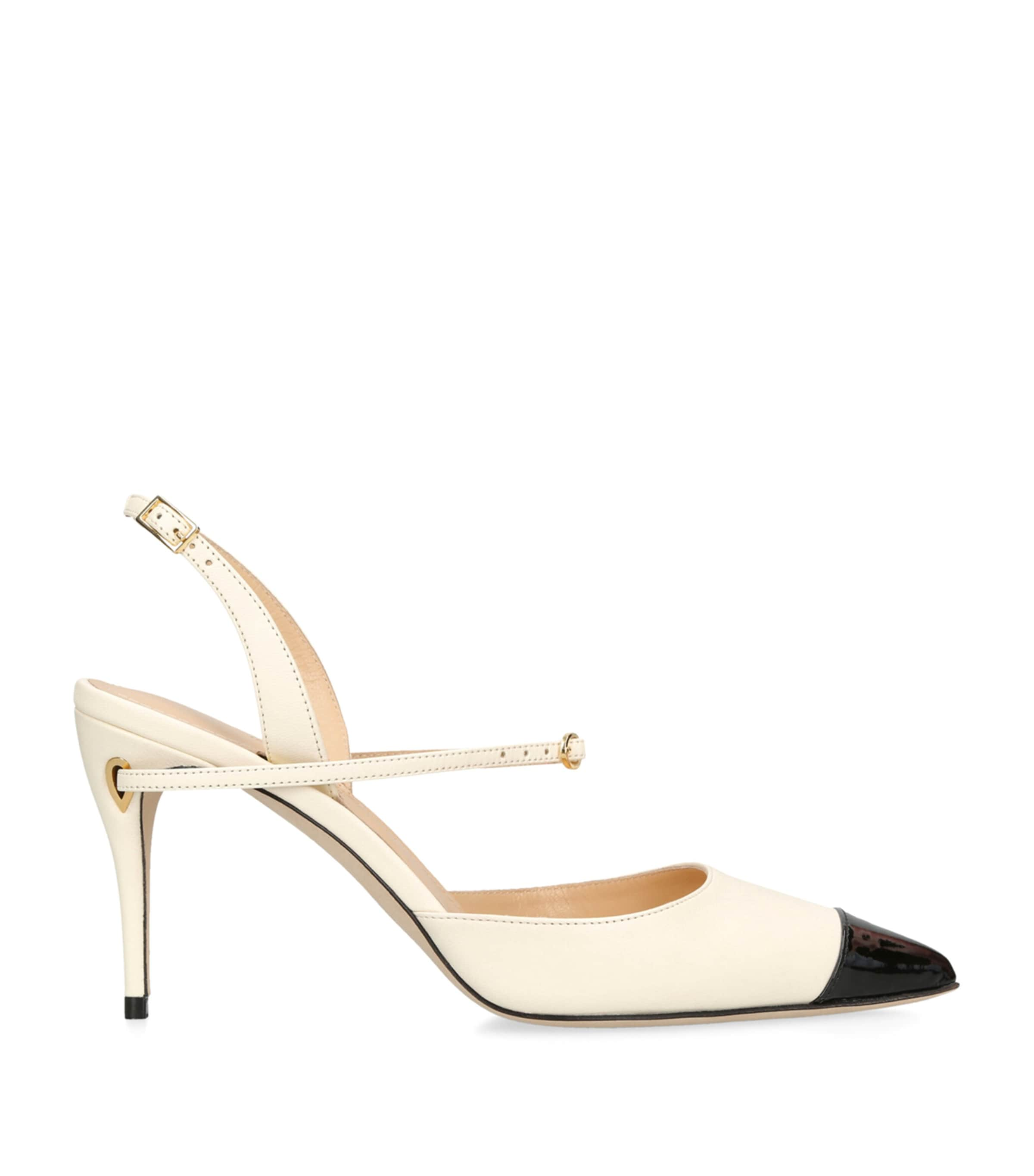 Shop Jennifer Chamandi Leather Vittorio Slingback Pumps 85 In White