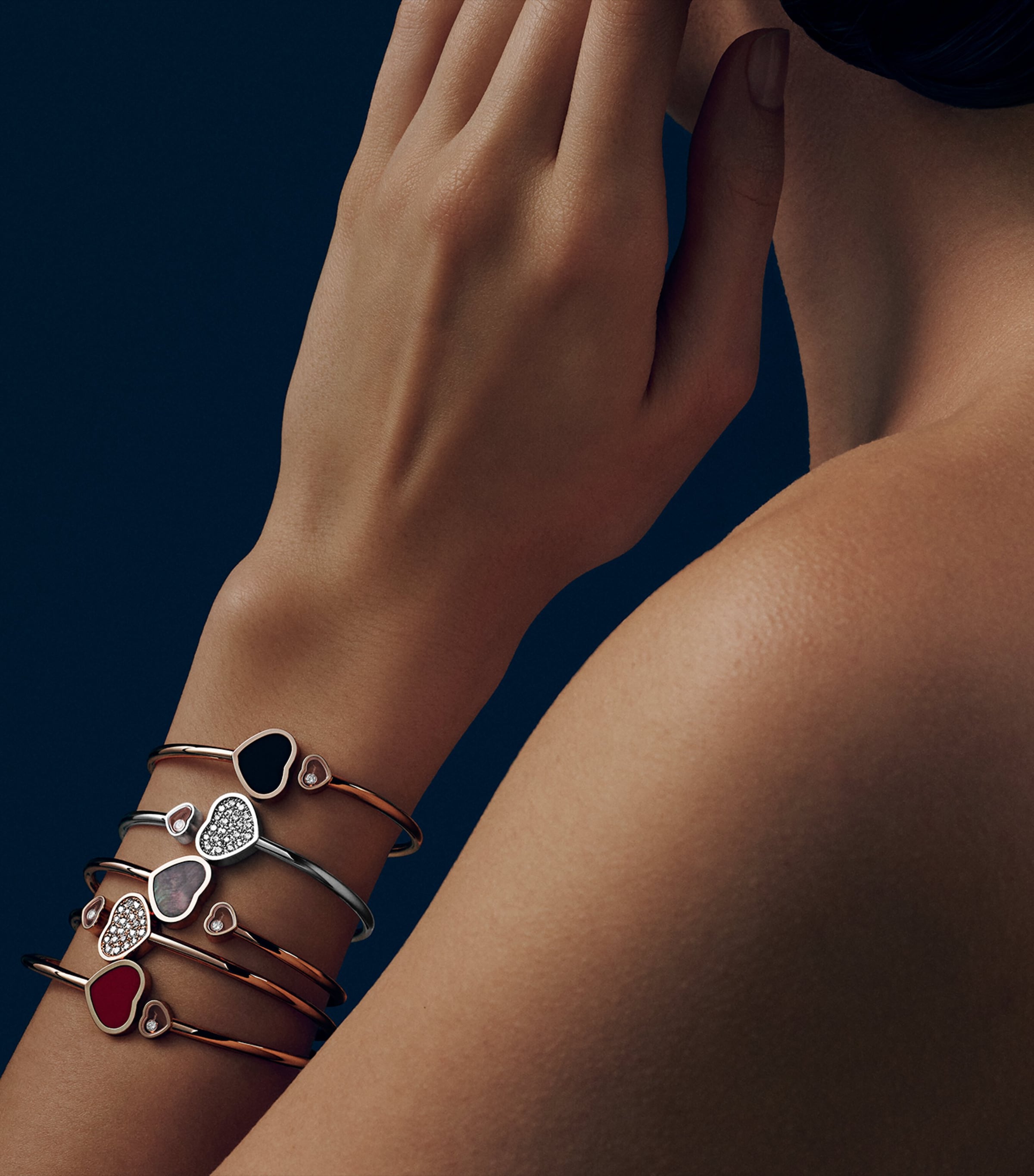 Rose Gold and Diamond Happy Hearts Bangle Image 5