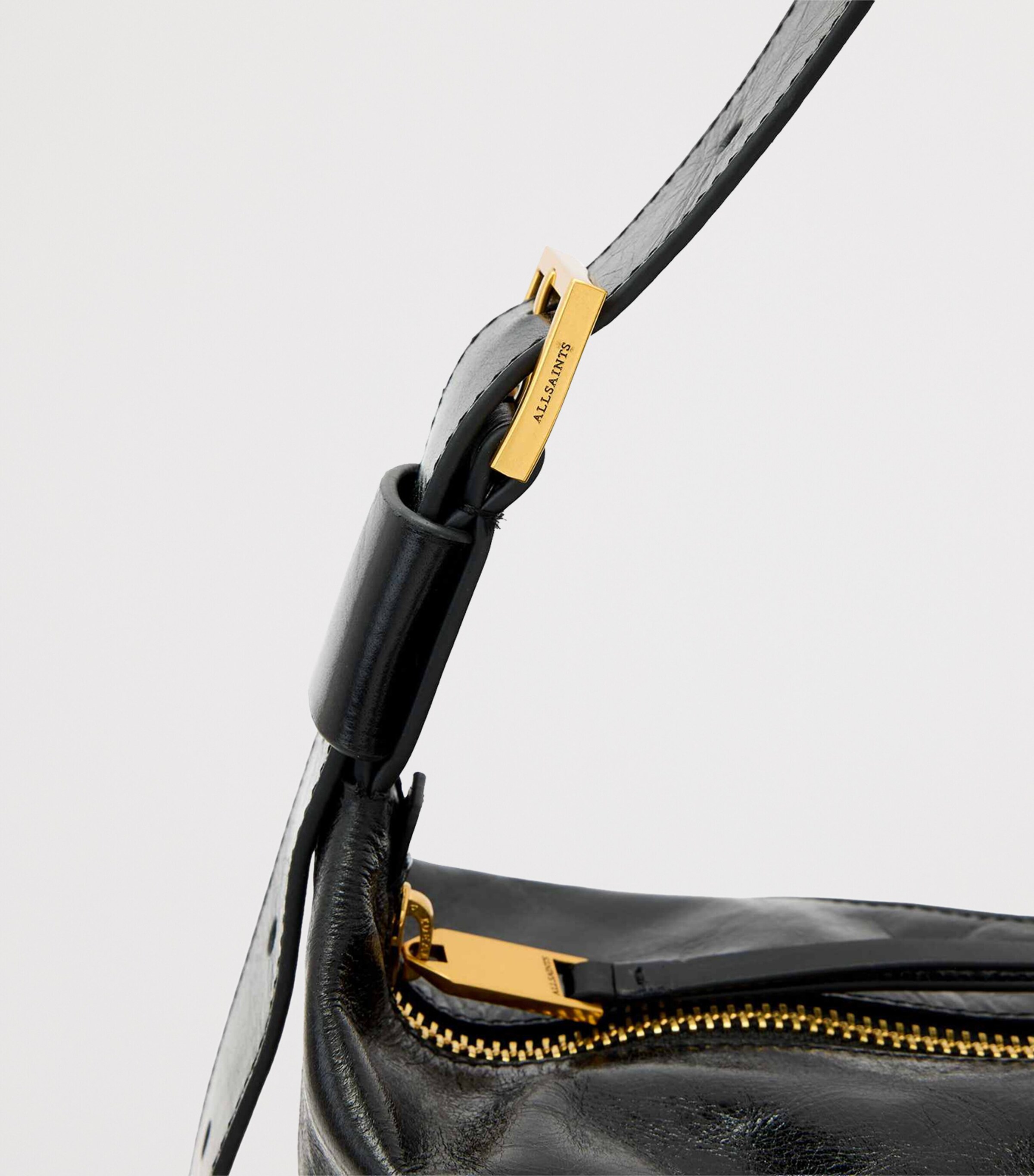 AllSaints Leather Jean Rey Shoulder Bag Black Image 5