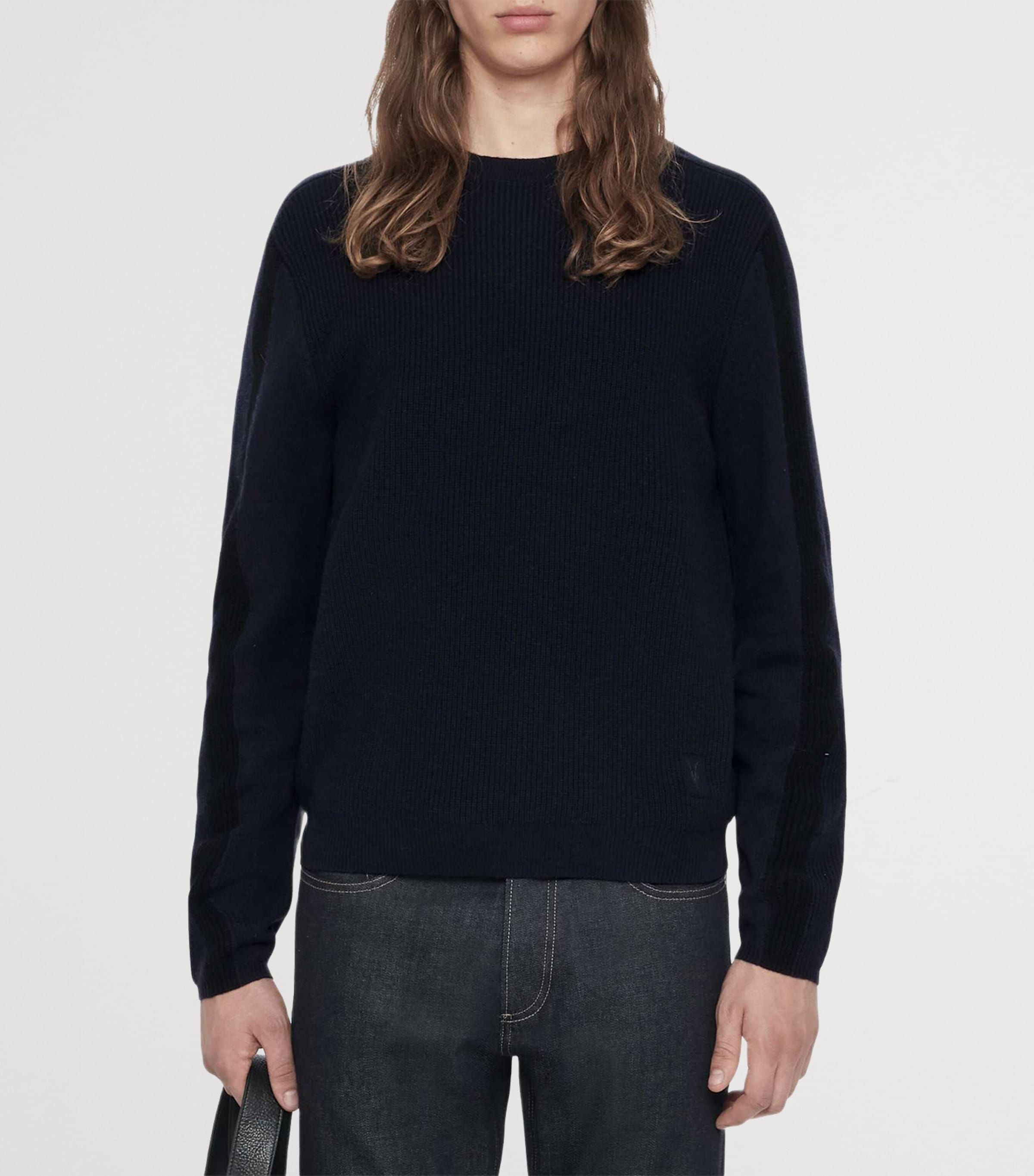 AllSaints Mens Merino Wool Hawke Sweater Navy Blue Image 3
