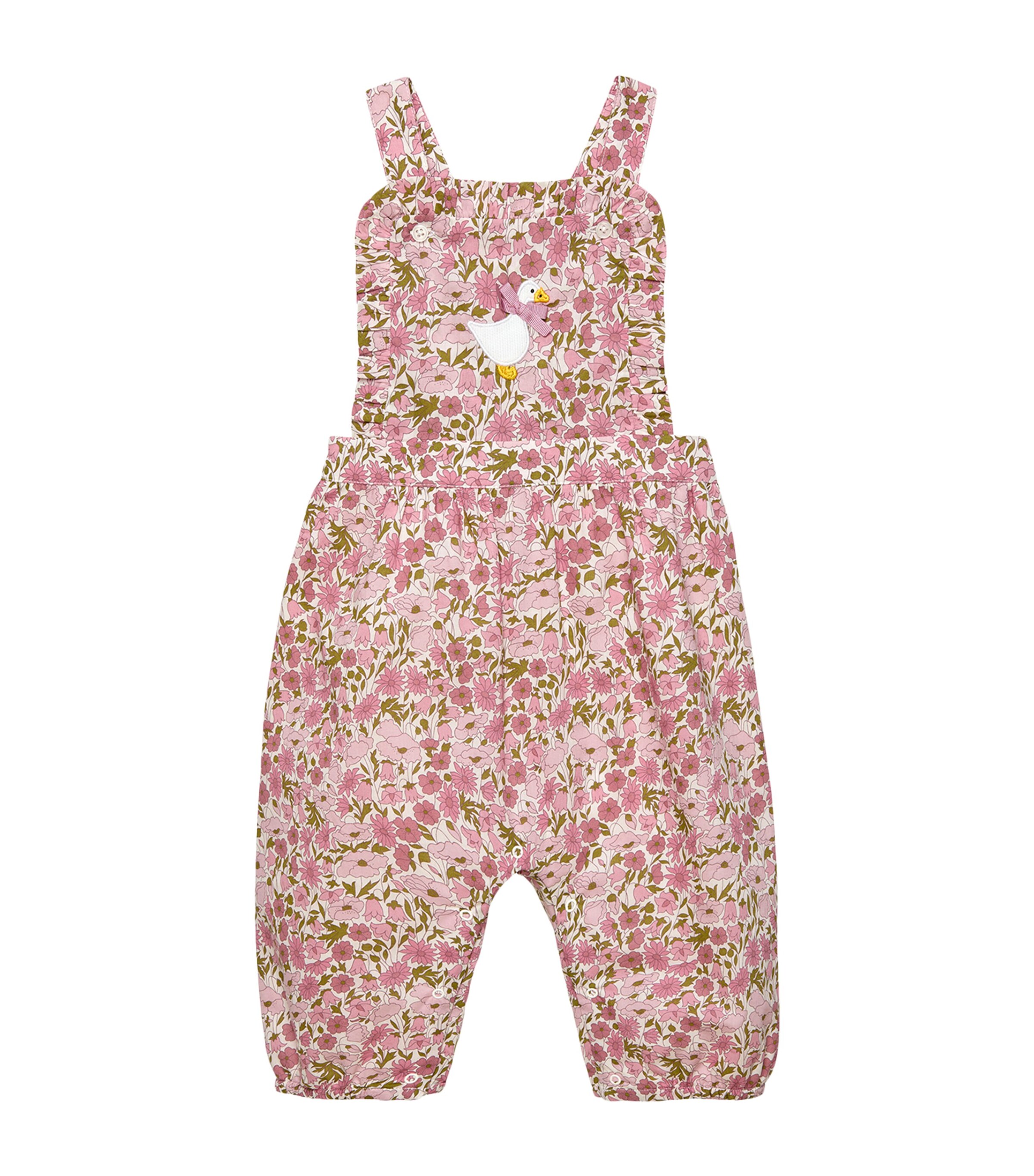 Cotton Floral Print Dungarees (3-24 Months) PINK POPPY & DAISY Image 1