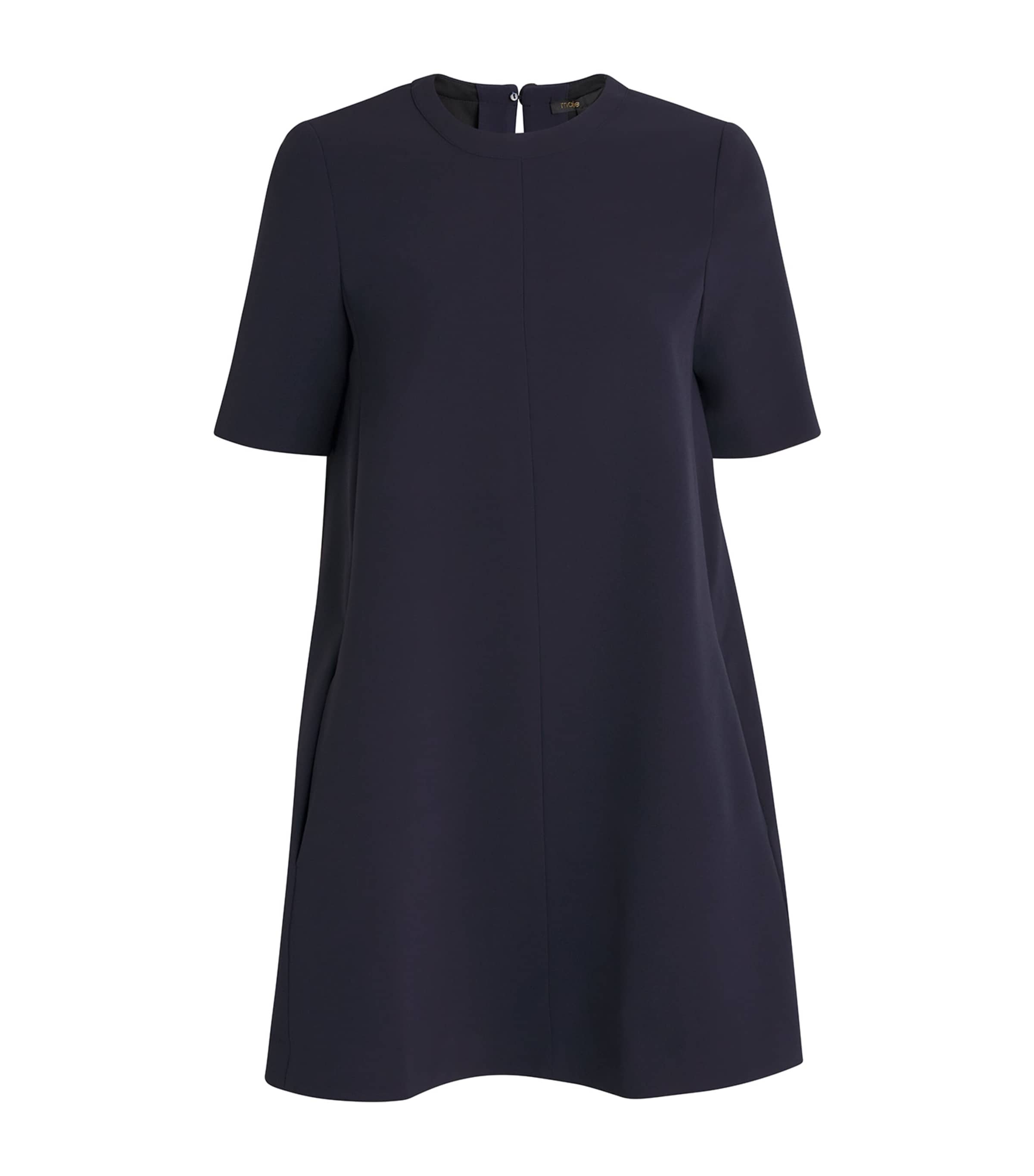 Maje Heavy Crepe Trapeze Dress In Blue