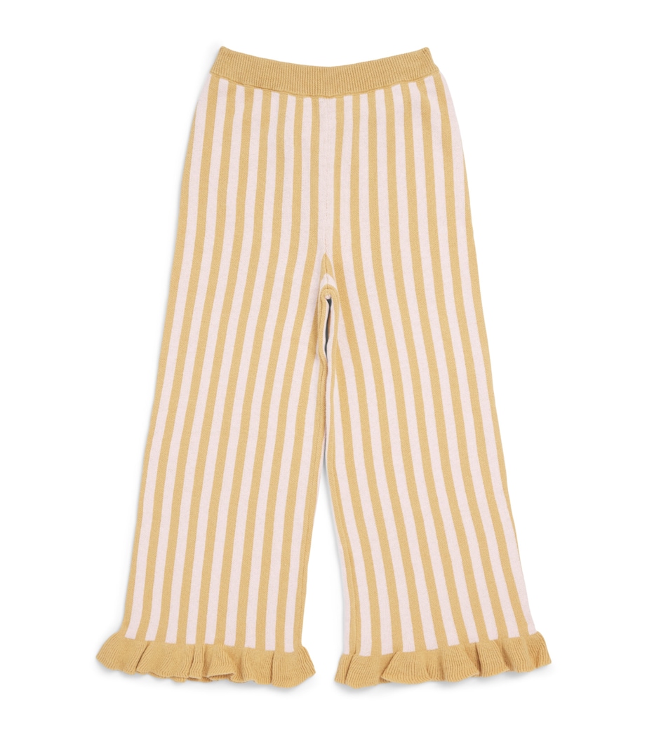 Louise Misha Cotton Knitted Salia Trousers (4-12 Years) Hny Blsh Stripe Image 1
