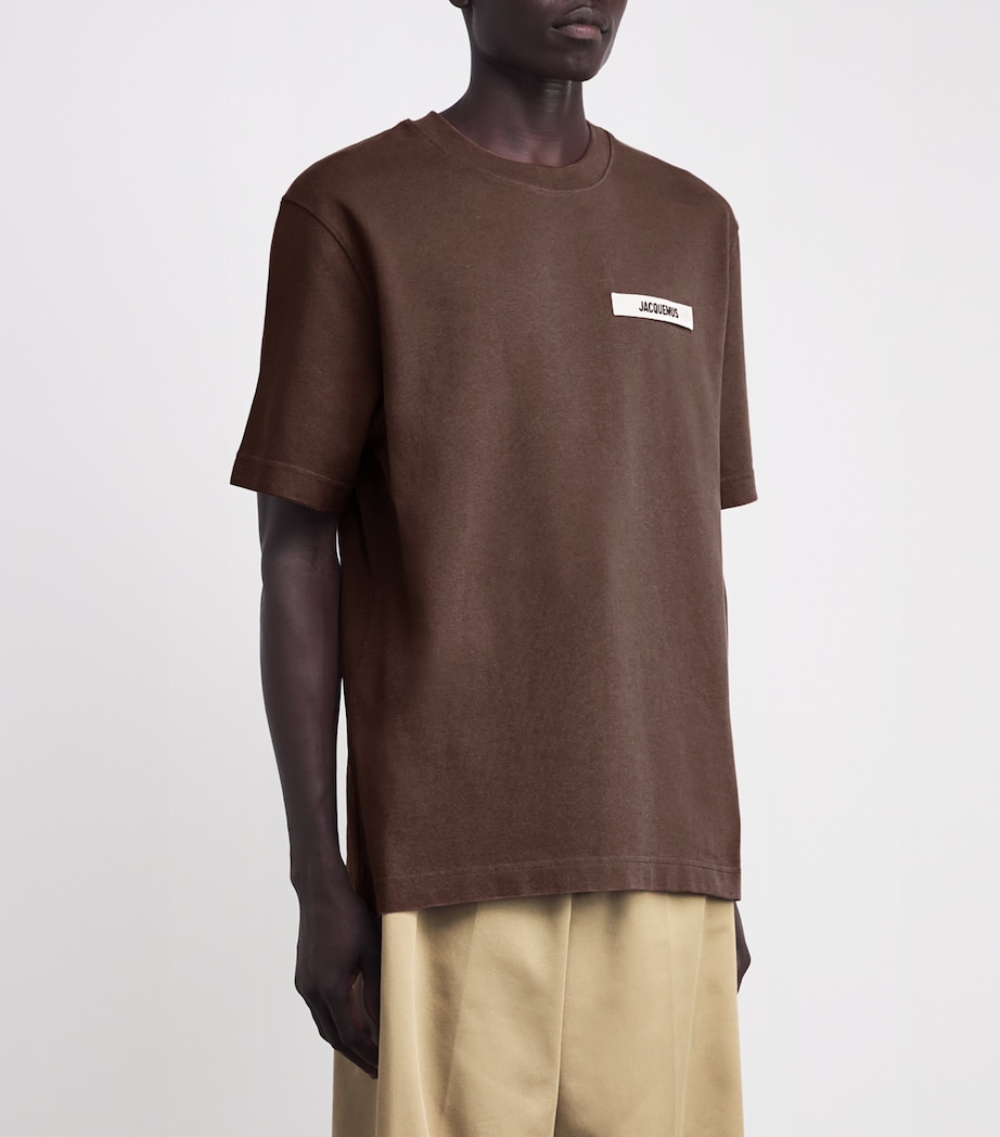 Cotton Logo Patch T-Shirt 880-DARK BROWN Image 3
