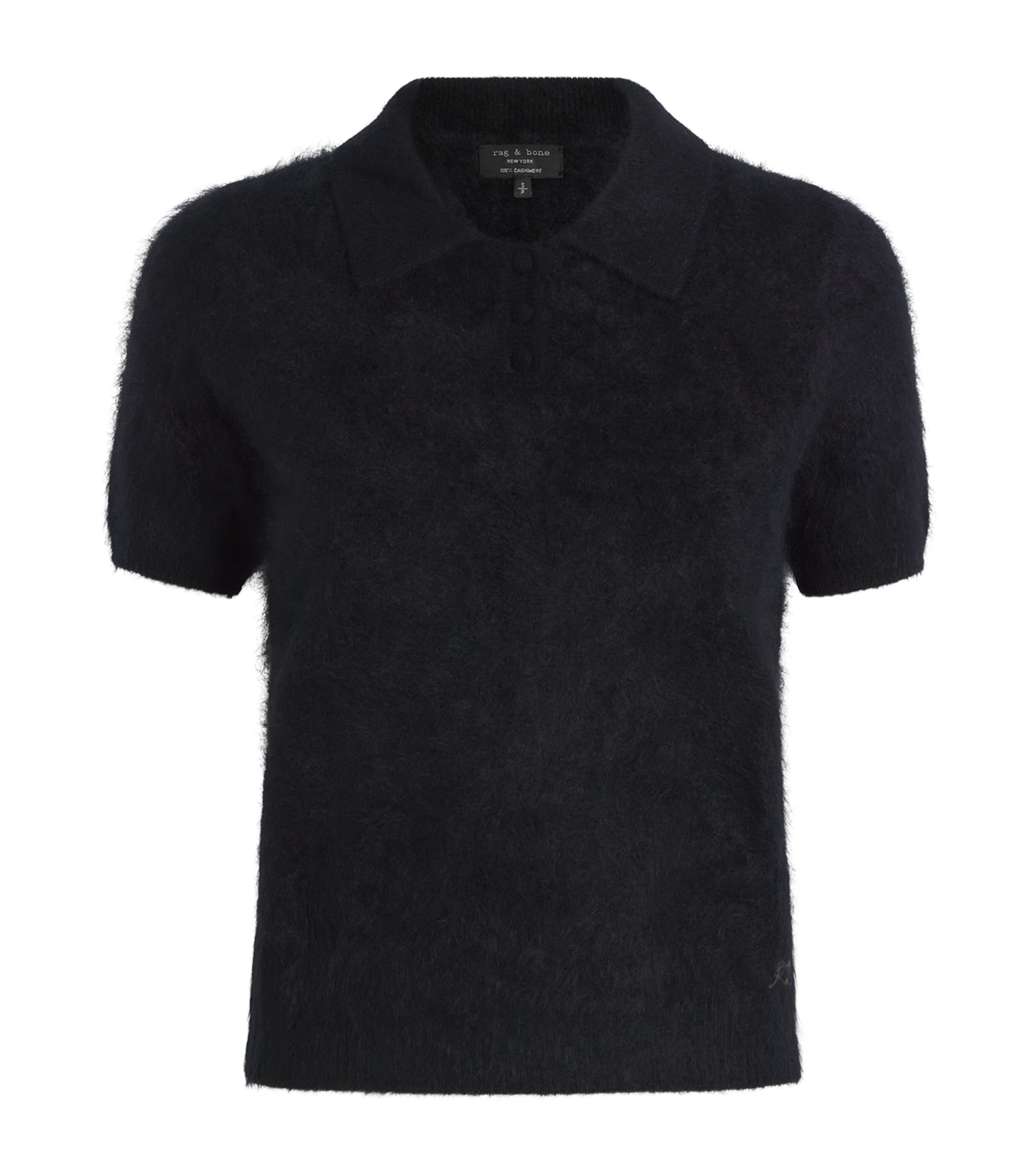 Rag & Bone Brushed Cashmere Jada Short-sleeve Sweater In Black